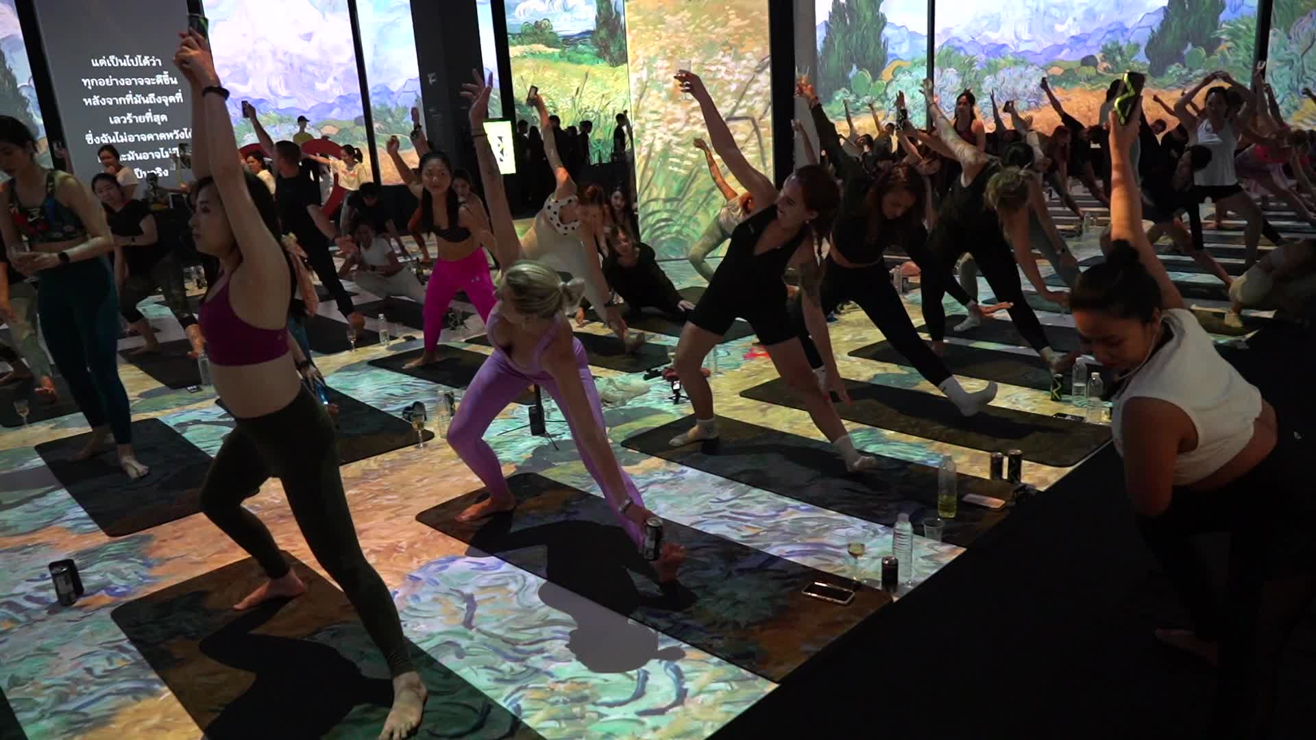 Brew Yoga at Van Gogh Alive in Bangkok.