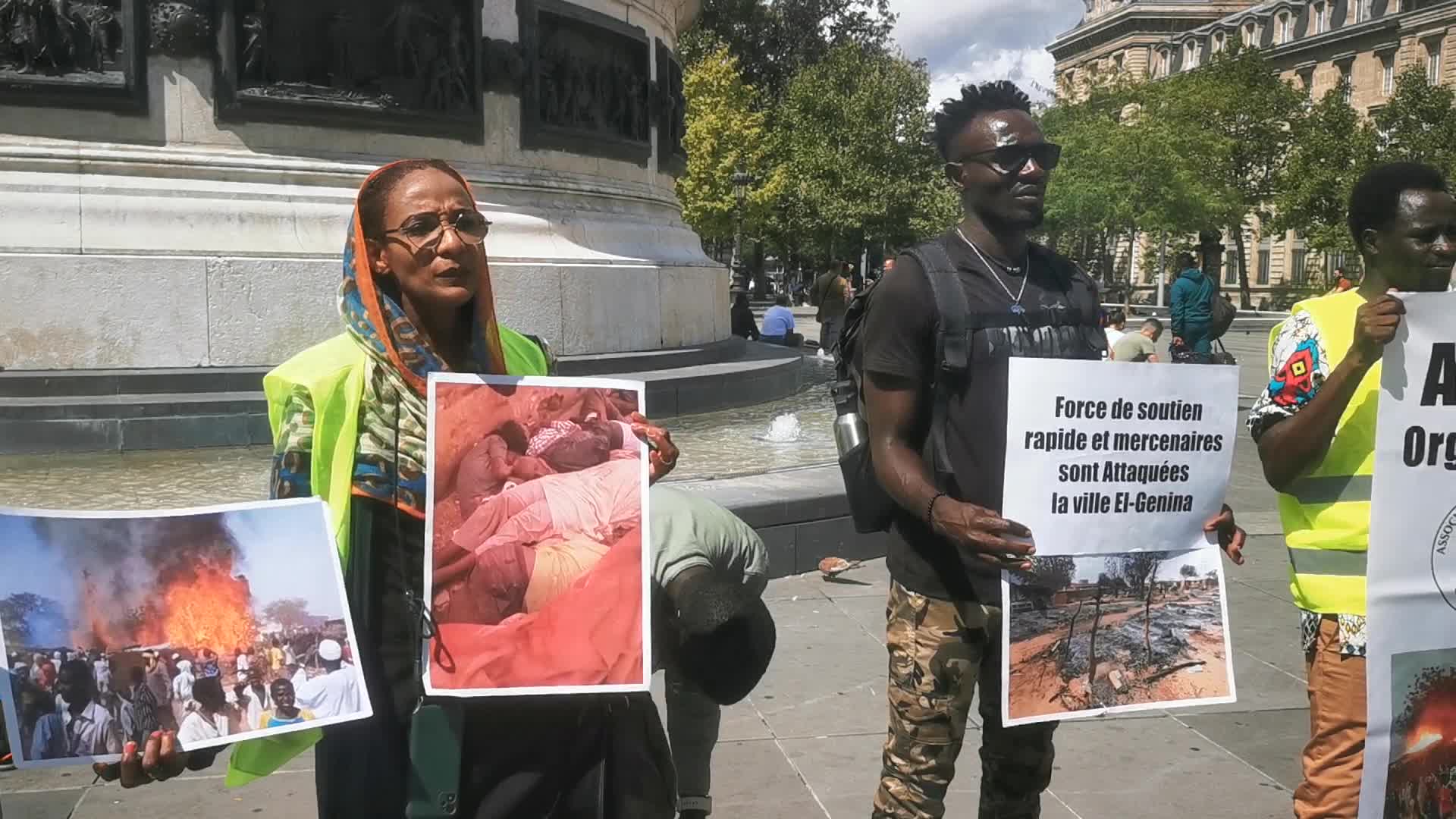 Demonstration in solidarity with the victims of the massacre of West Darfur state El-Genina in Sudan in Paris