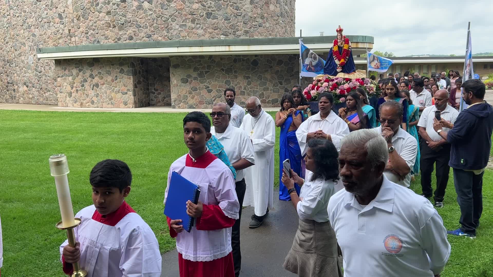 Tamil Catholics take part in the Feast of our Lady of Madhu