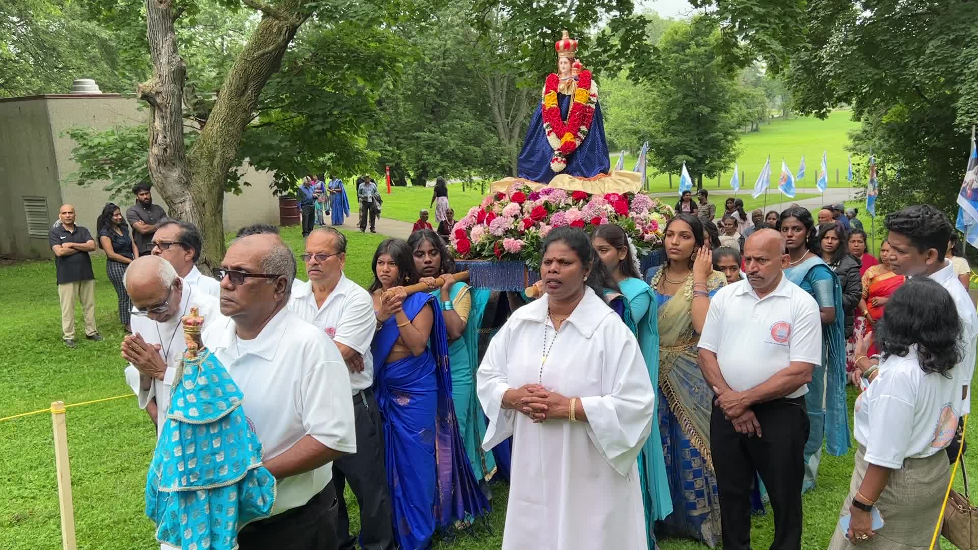 Tamil Catholics take part in the Feast of our Lady of Madhu