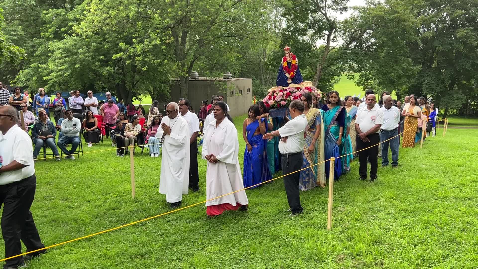 Tamil Catholics take part in the Feast of our Lady of Madhu