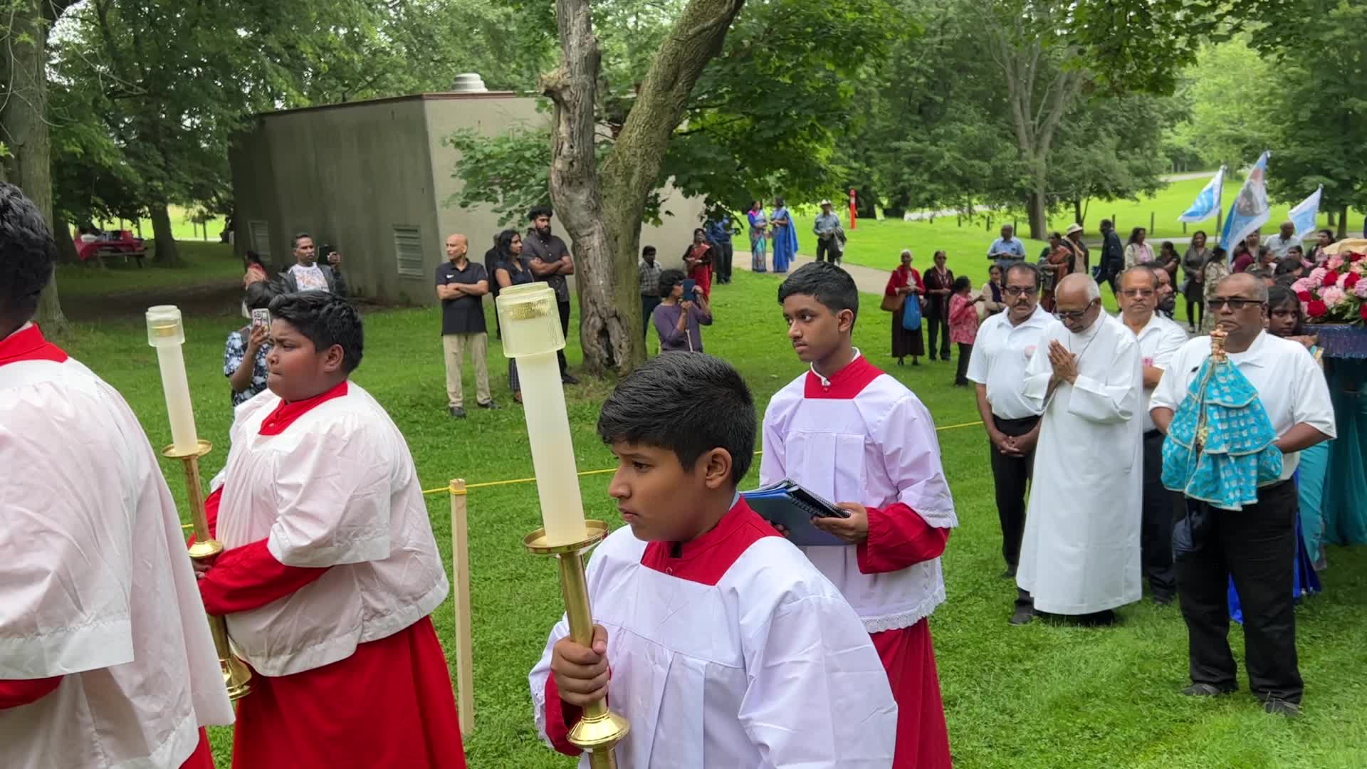 Tamil Catholics take part in the Feast of our Lady of Madhu