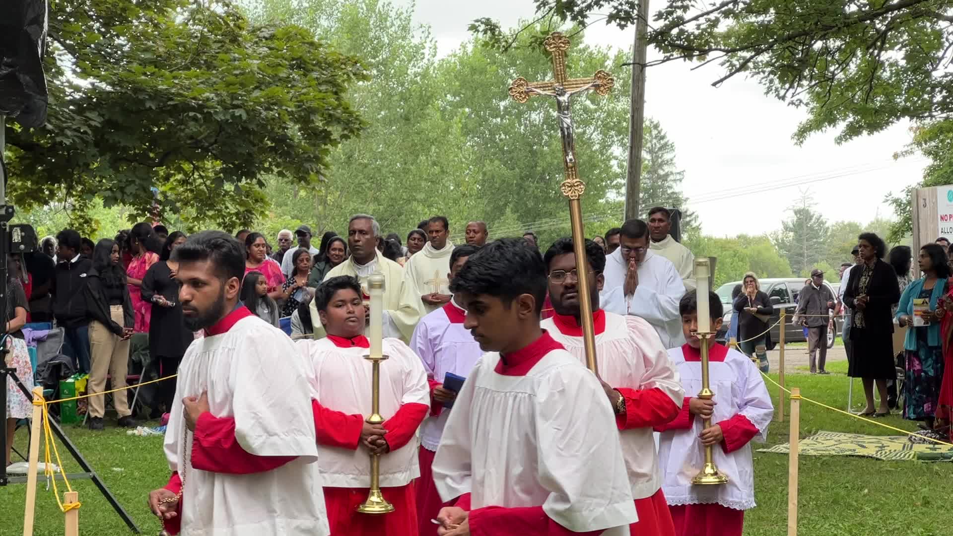 Tamil Catholics take part in the Feast of our Lady of Madhu