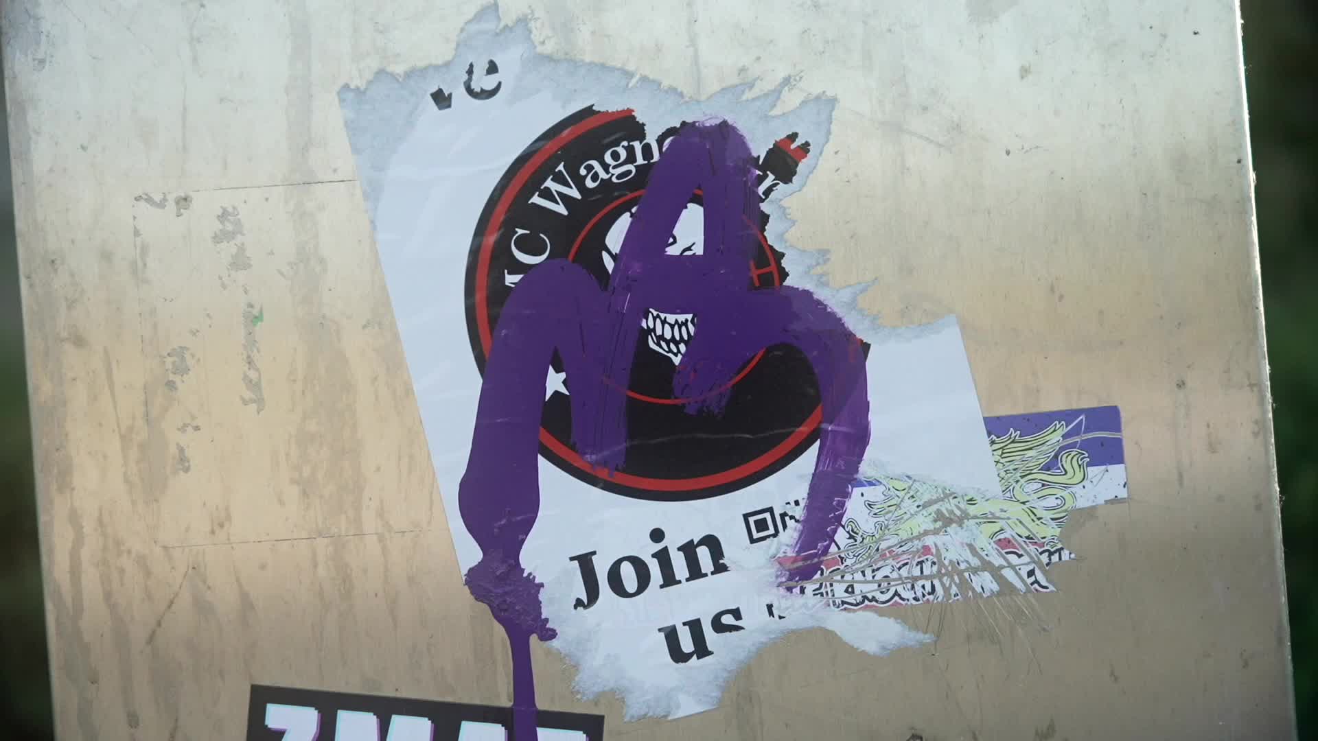 Russian Wagner Mercenary Group Recruitment Stickers in Poland