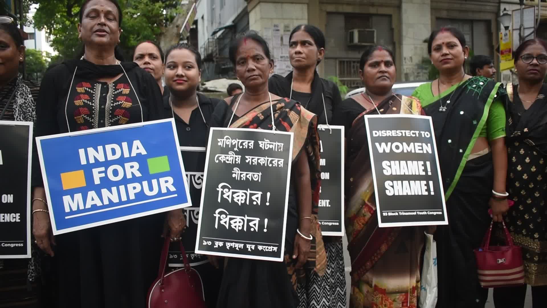 Protest over sexual violence against women and for peace in the ongoing ethnic violence in Manipur in Kolkata, India