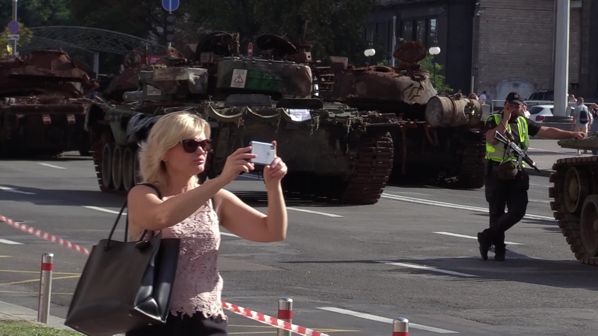 Captured Russian military vehicles displayed ahead of Independence Day celebrations in Kyiv, amid Russia's invasion of Ukraine