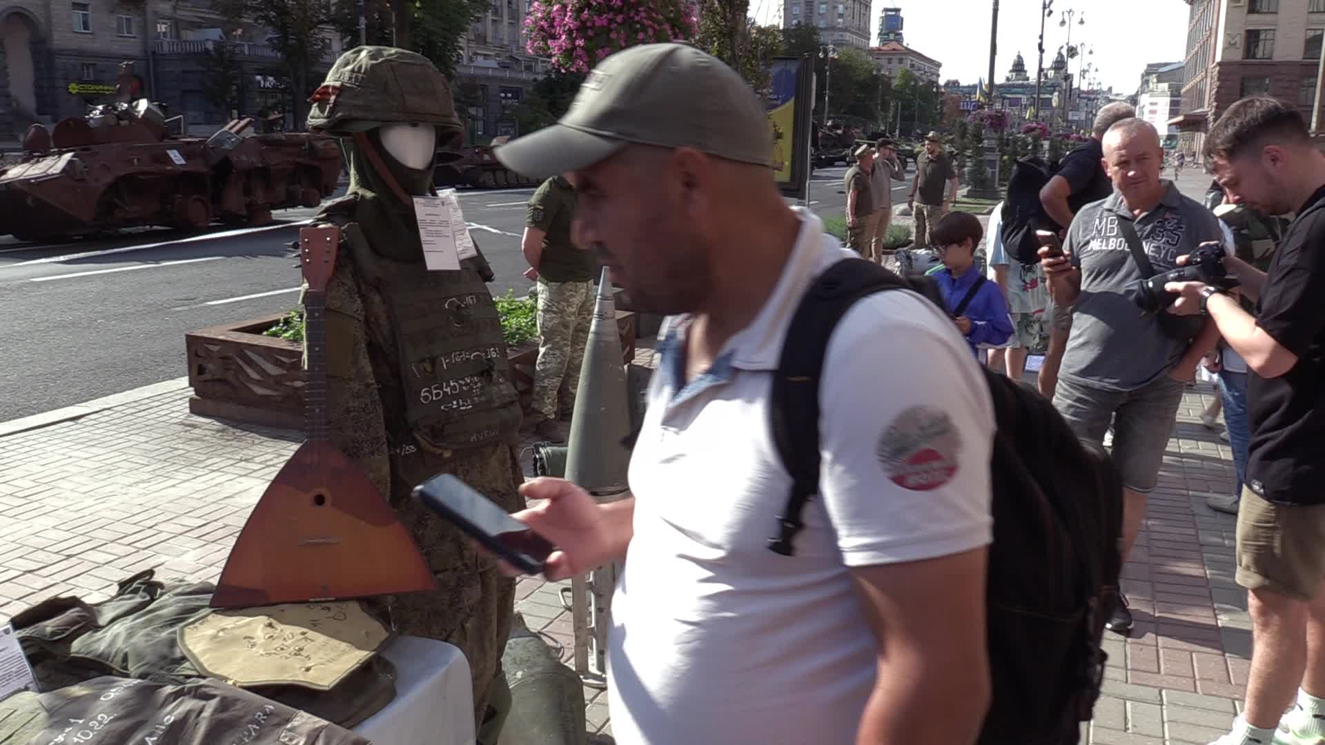 Captured Russian military vehicles displayed ahead of Independence Day celebrations in Kyiv, amid Russia's invasion of Ukraine