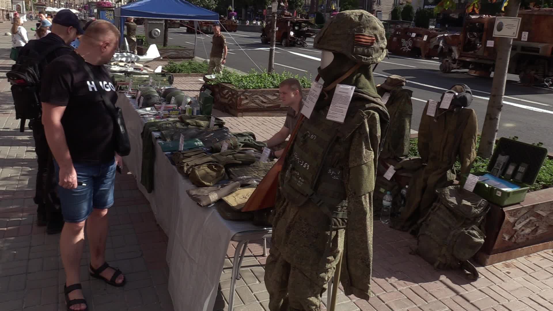 Captured Russian military vehicles displayed ahead of Independence Day celebrations in Kyiv, amid Russia's invasion of Ukraine