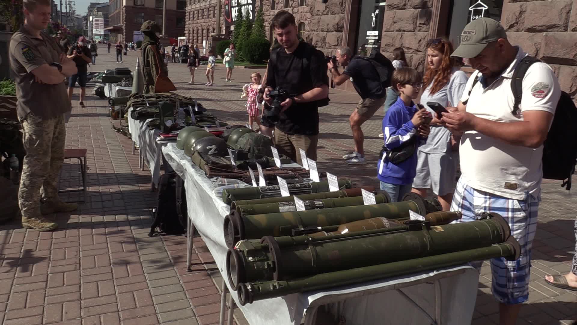 Captured Russian military vehicles displayed ahead of Independence Day celebrations in Kyiv, amid Russia's invasion of Ukraine