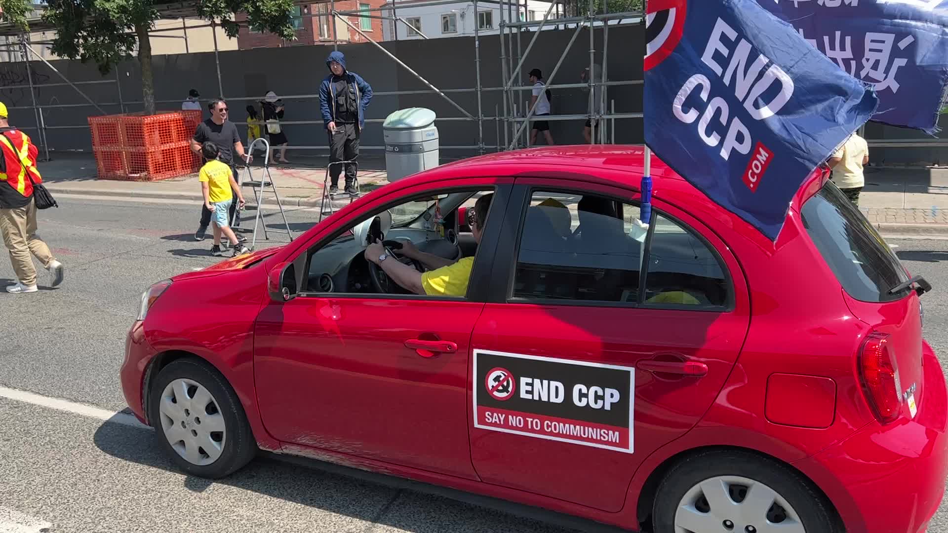 Members of the Falun Gong protest against the Communist Party of China