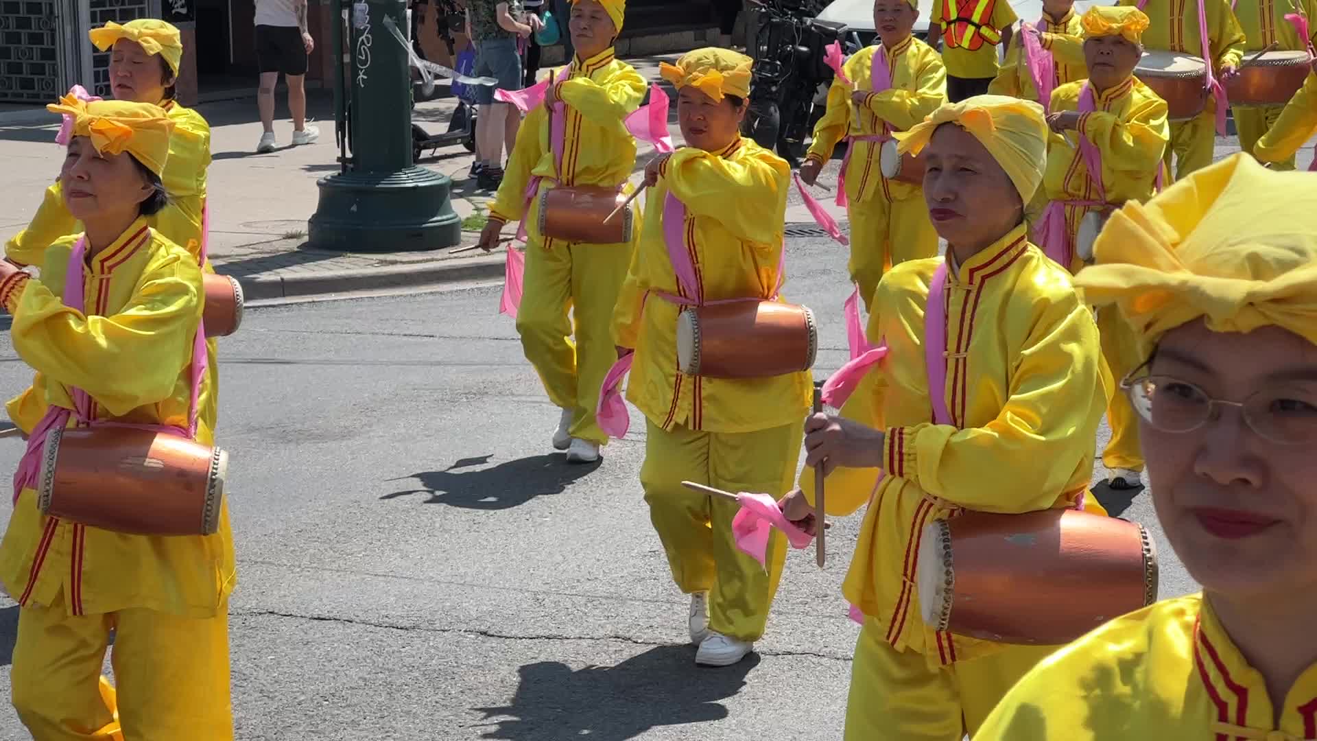 Members of the Falun Gong protest against the Communist Party of China