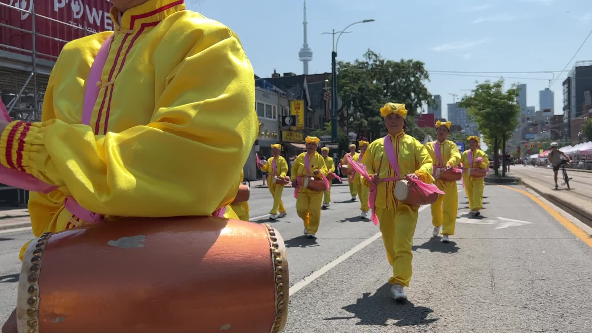 Members of the Falun Gong protest against the Communist Party of China