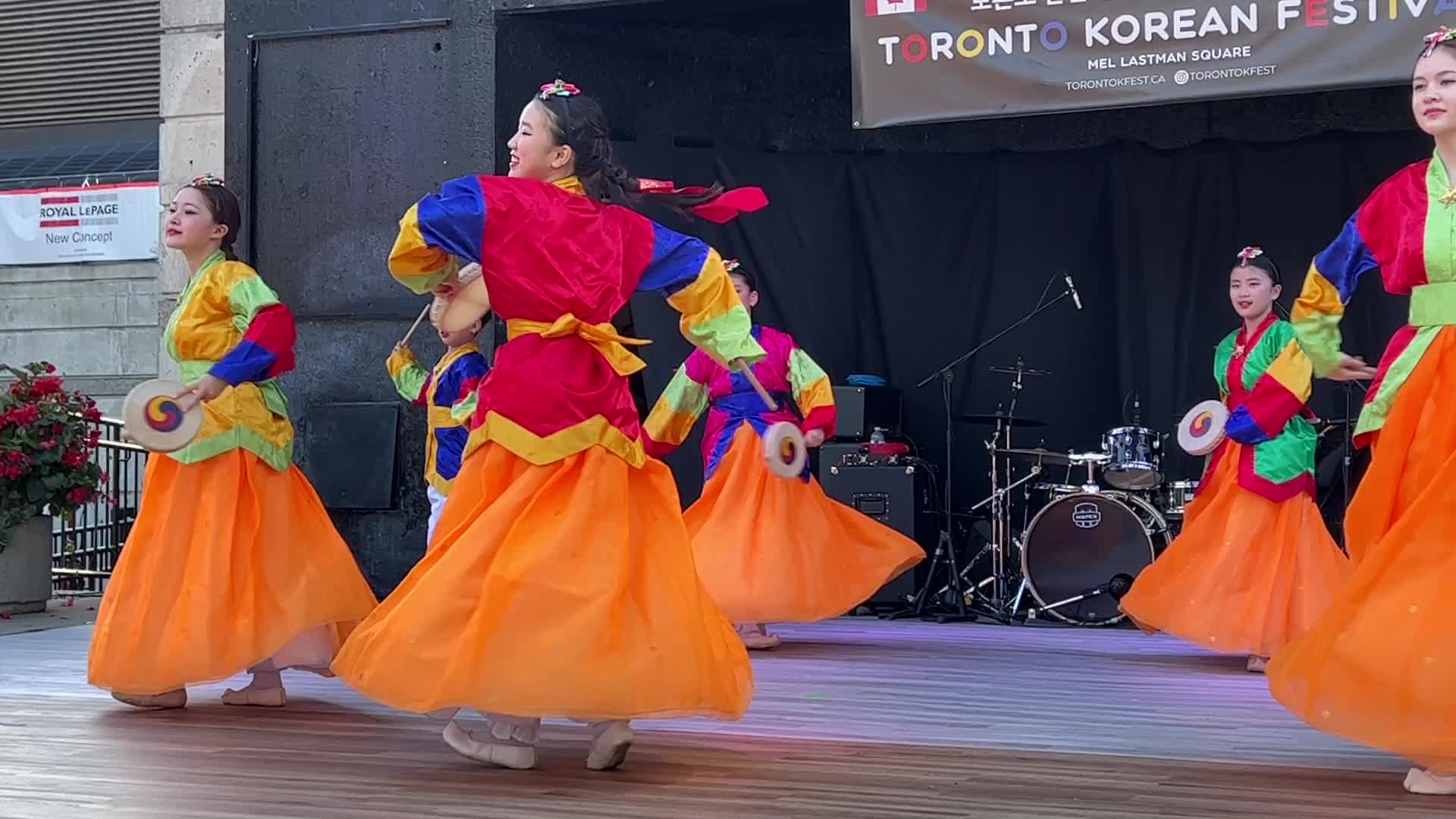 Korean youth perform a traditional Korean drum dance