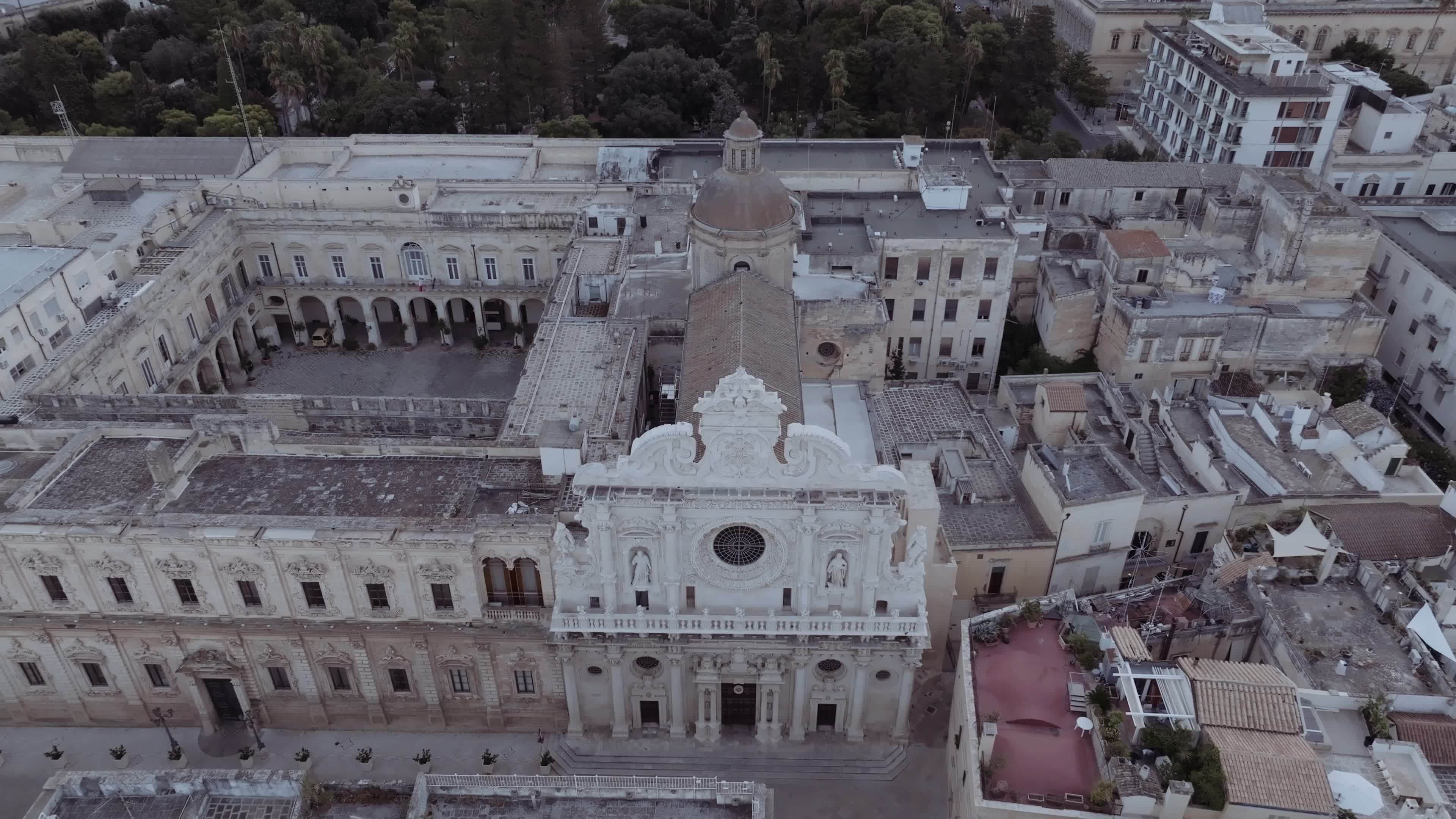 Drone View Of The Basilica di Santa Croce, In Lecce