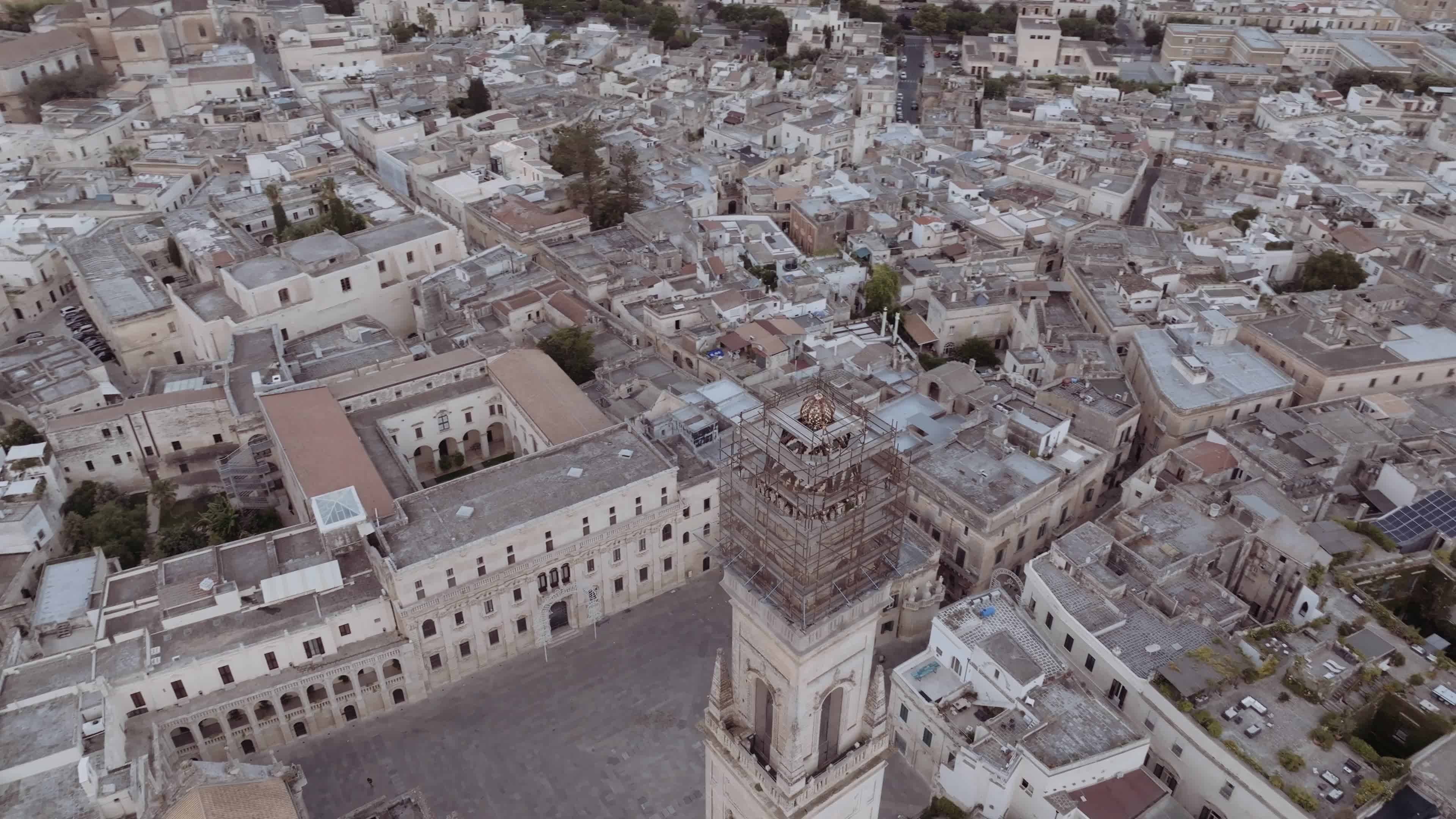 Drone View Of Cathedral Bell Tower In Lecce