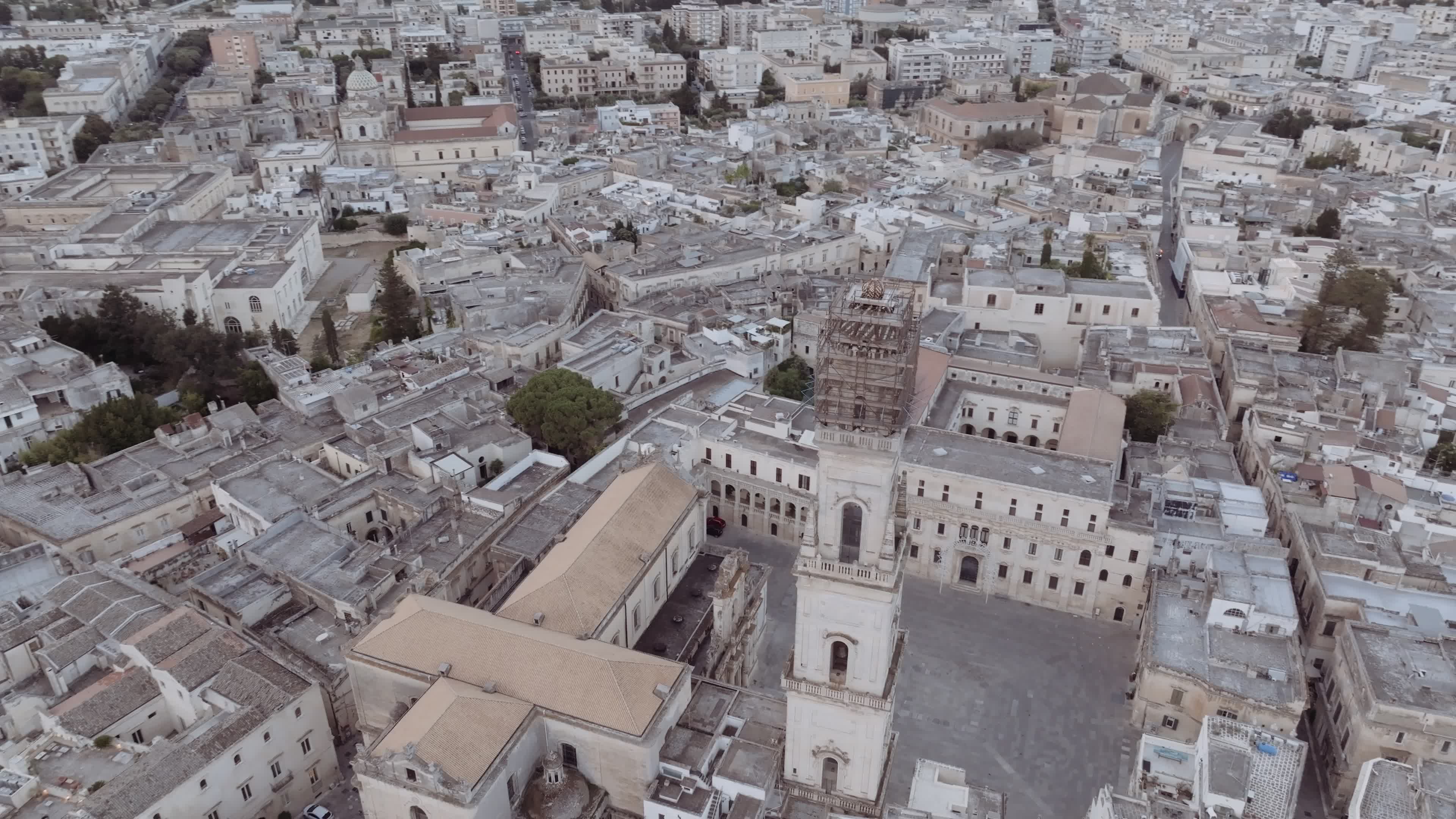 Drone View Of Cathedral Bell Tower In Lecce
