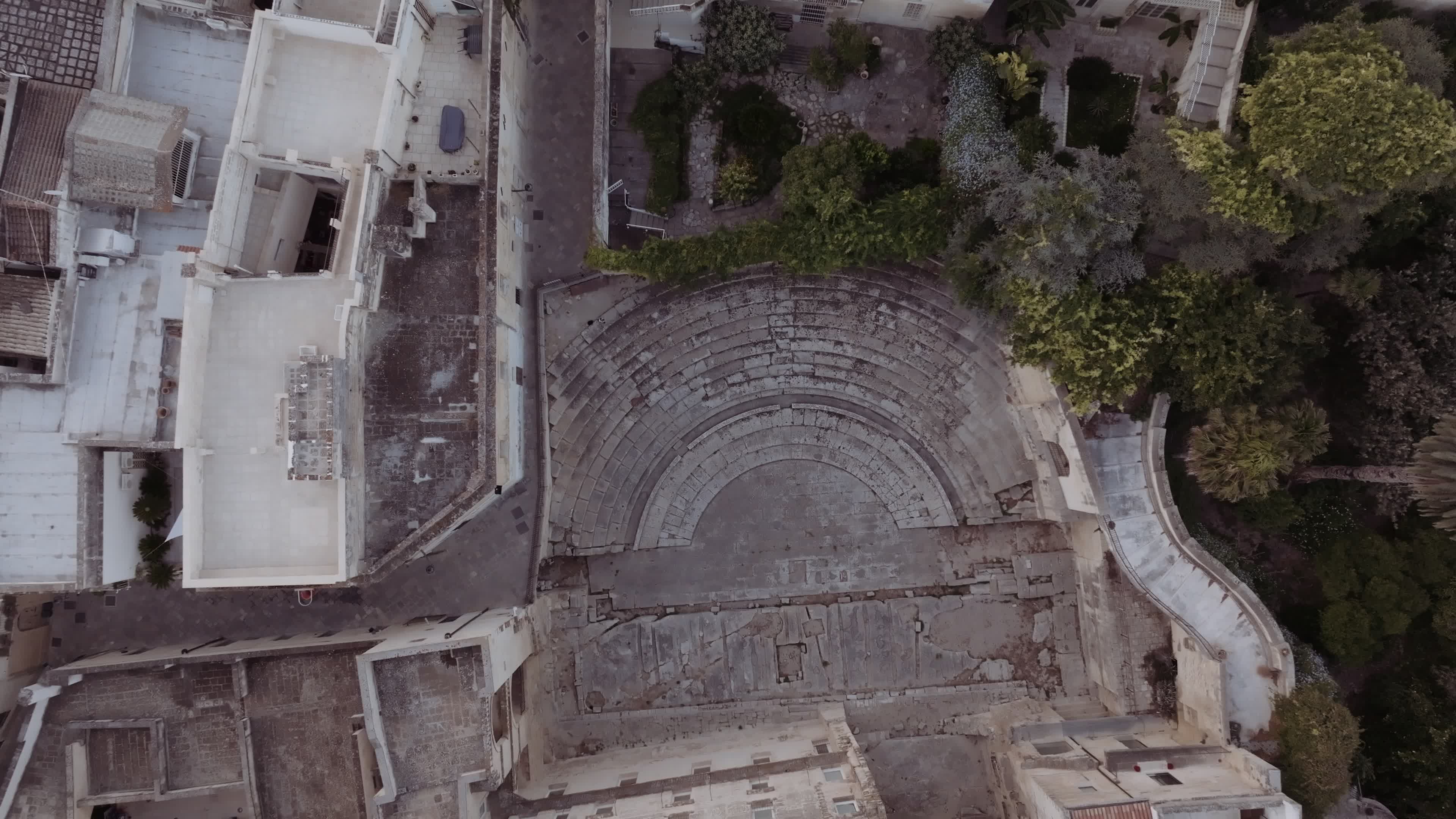 Drone View of Roman Theater In Lecce, Italy