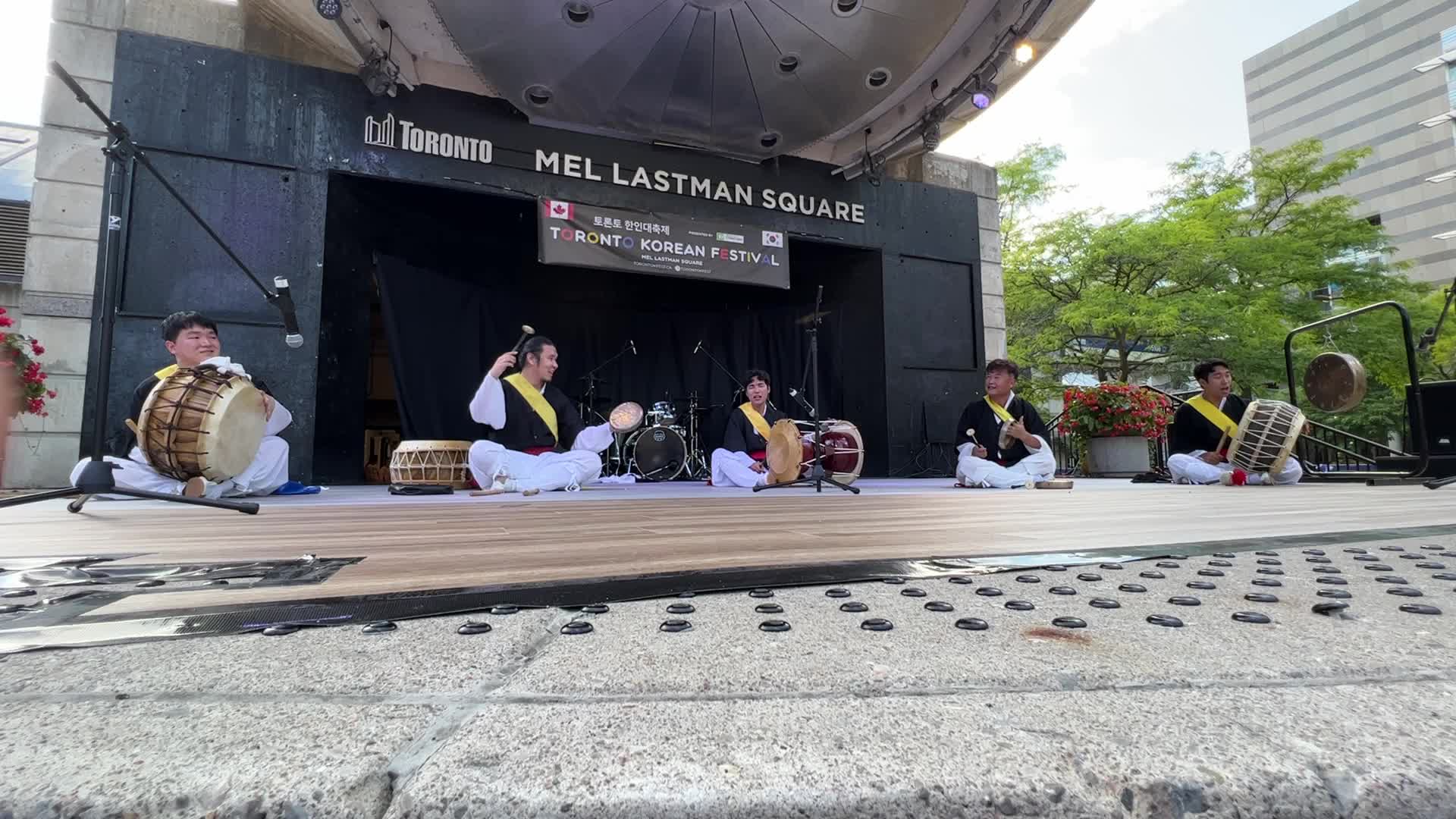 Korean musicians perform traditional Samulnori percussion music