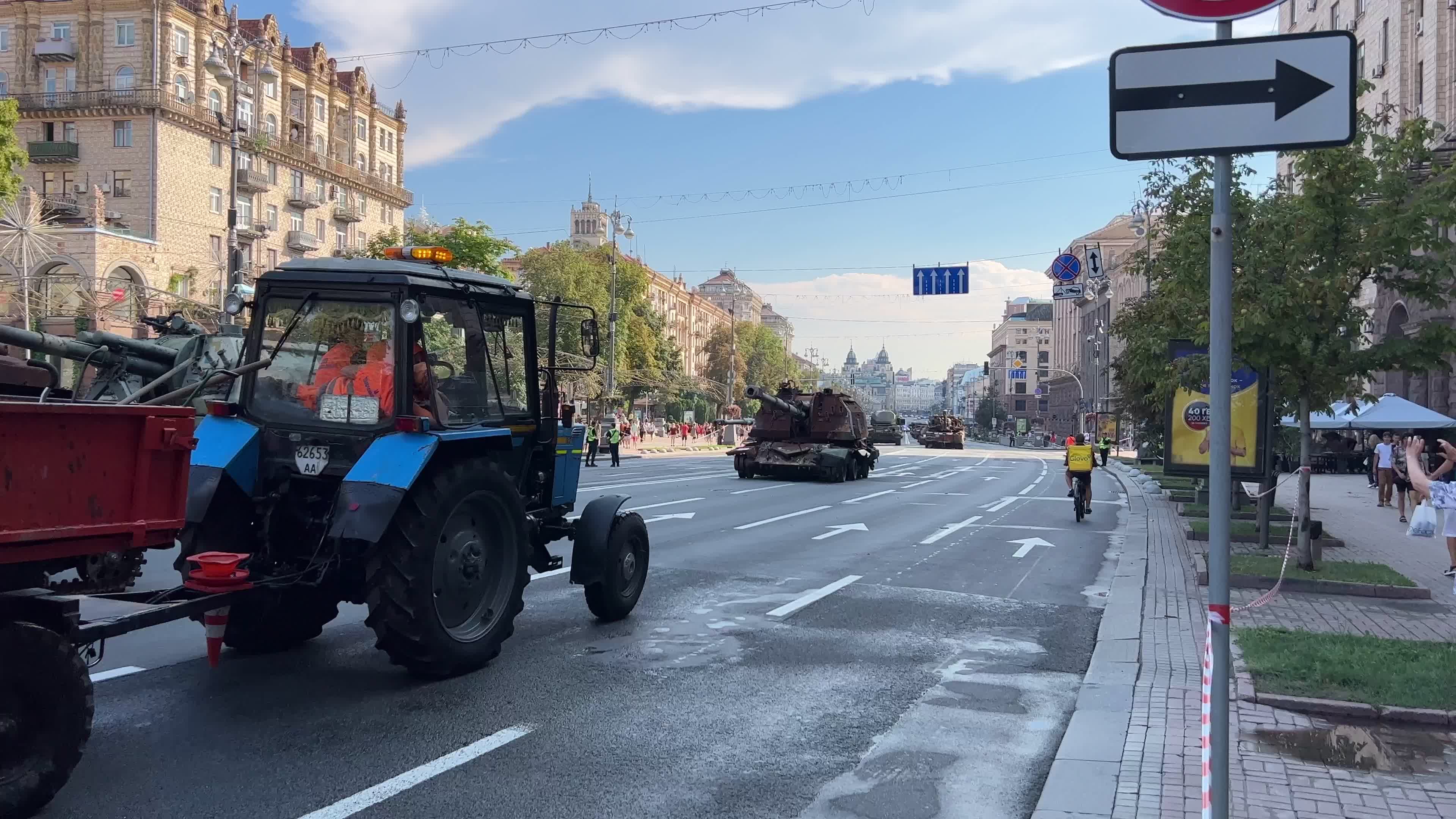 Destroyed russian military vehicles on Khreshchatyk street in center of Kyiv 
