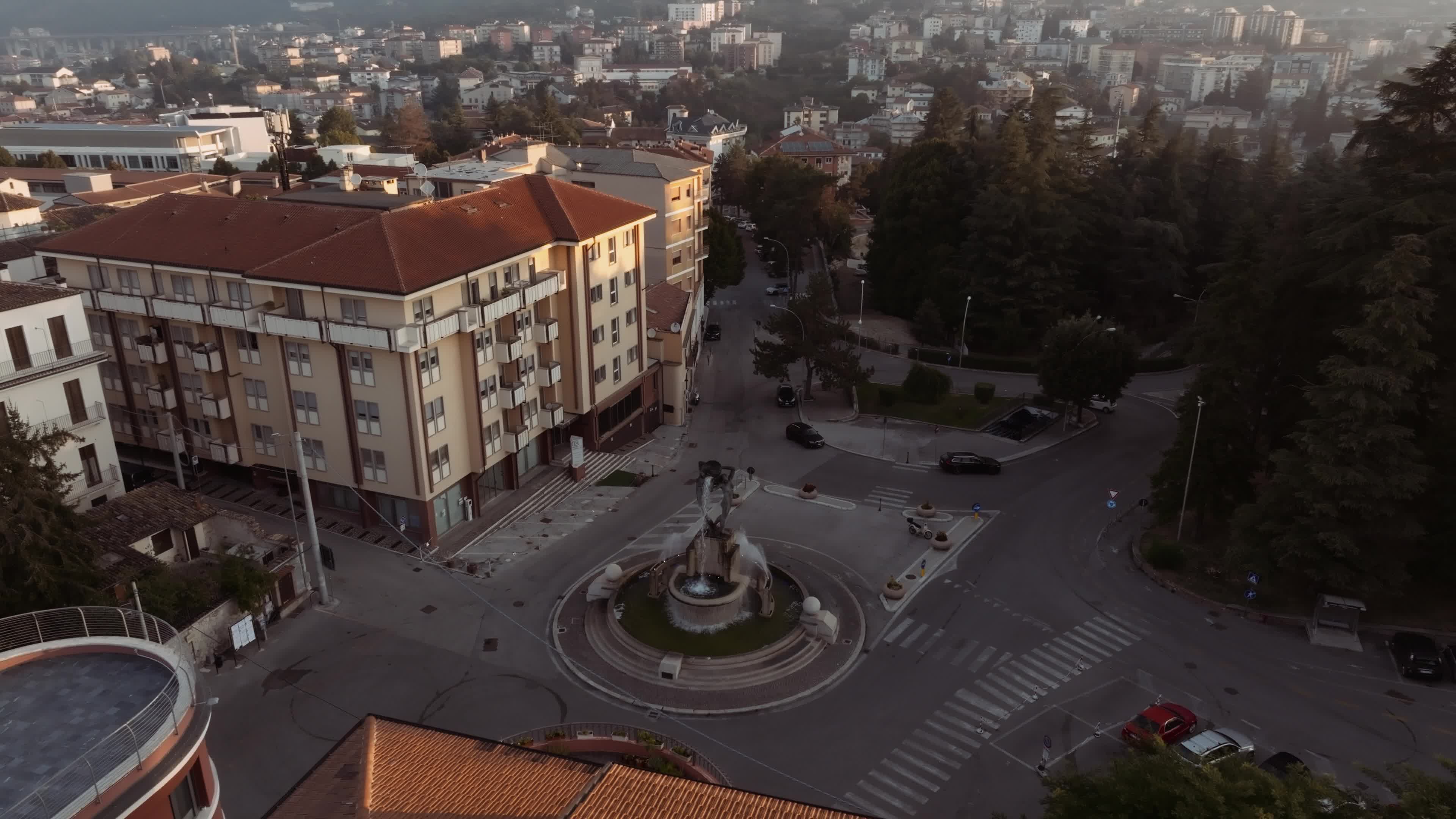 Drone View Of L'Aquila At Sunrise