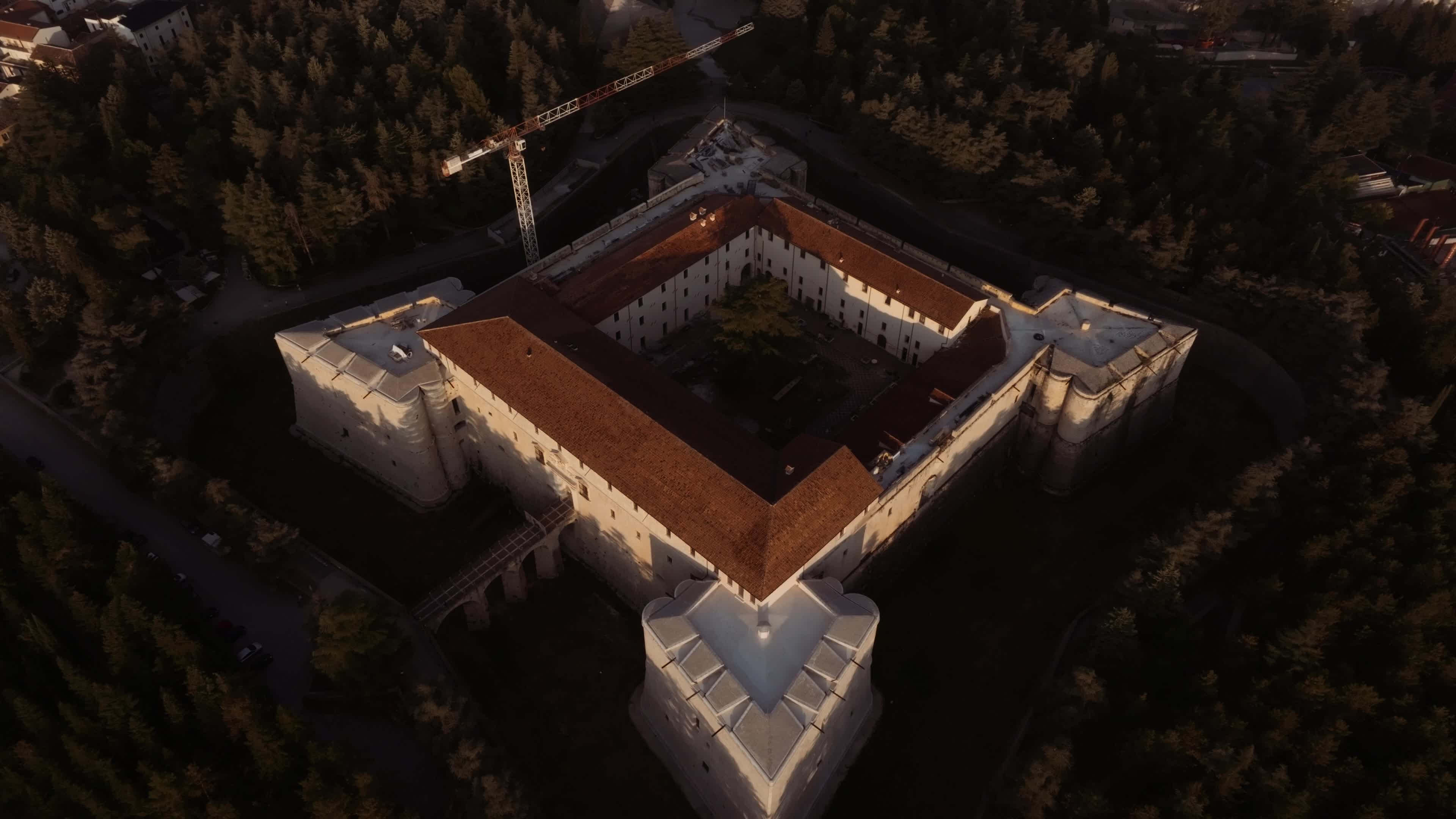 Drone View Of L'Aquila At Sunrise
