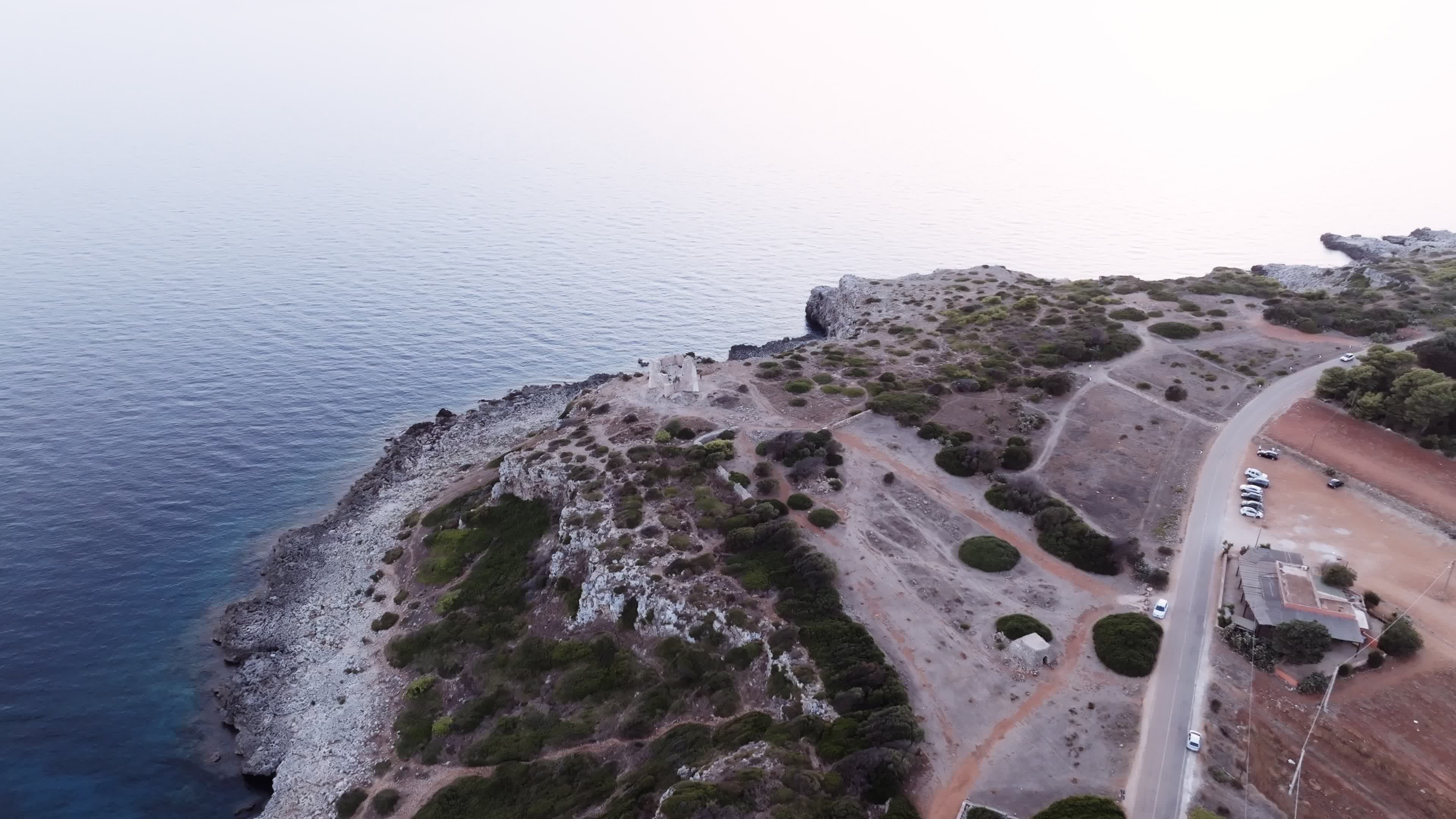 Drone view of historic Torre Uluzzo, Salento