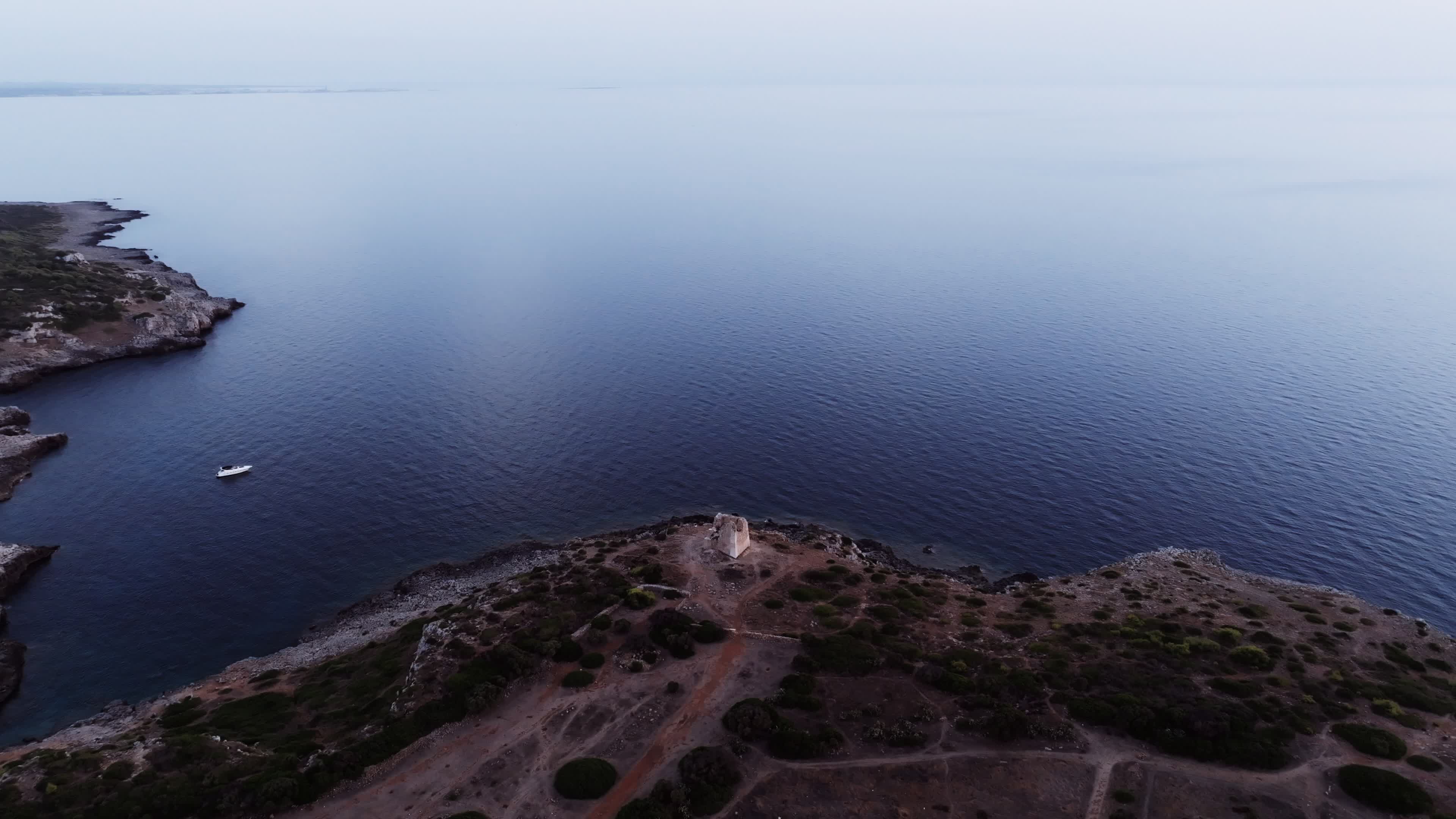 Drone view of historic Torre Uluzzo, Salento