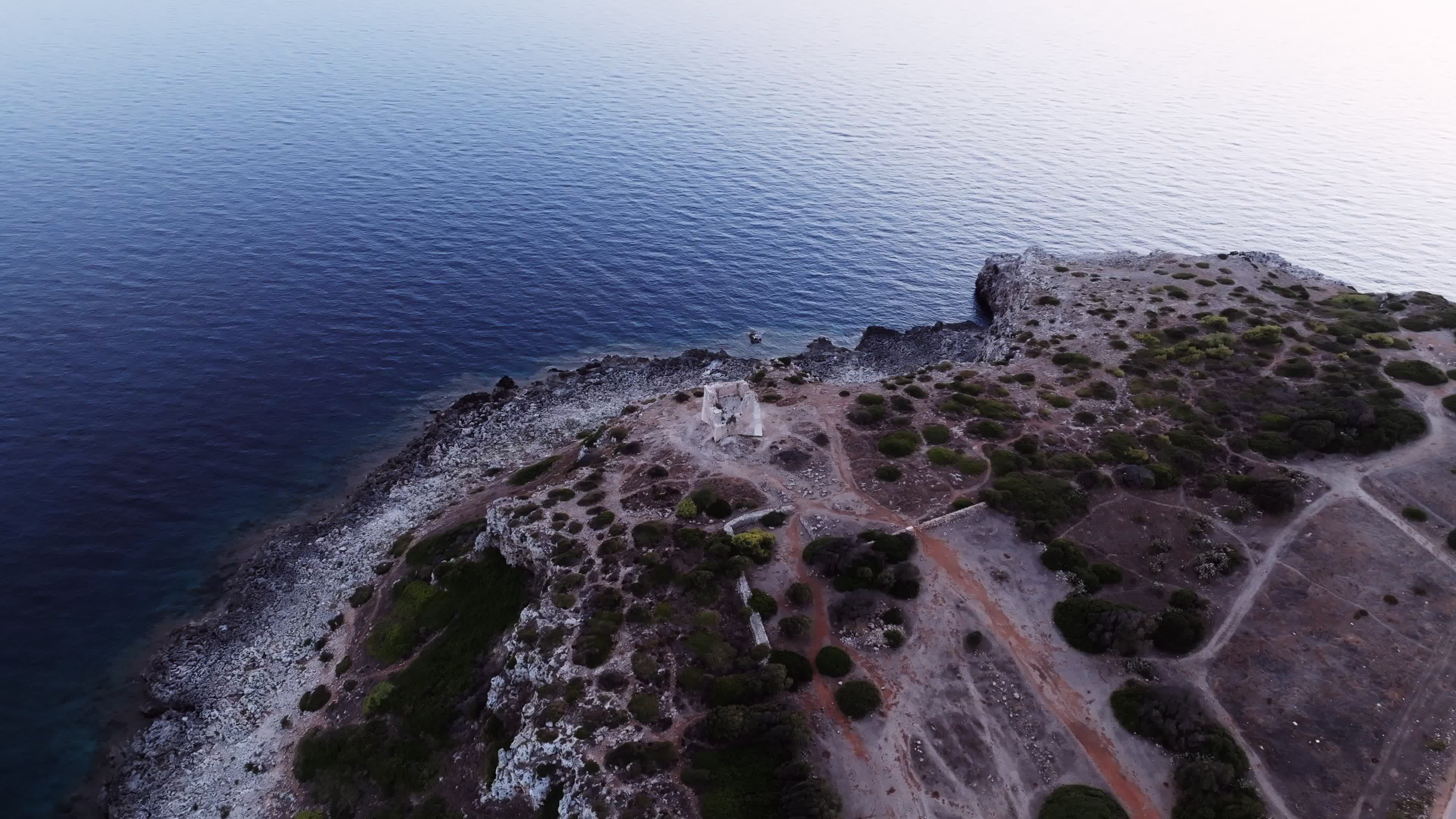 Drone view of historic Torre Uluzzo, Salento