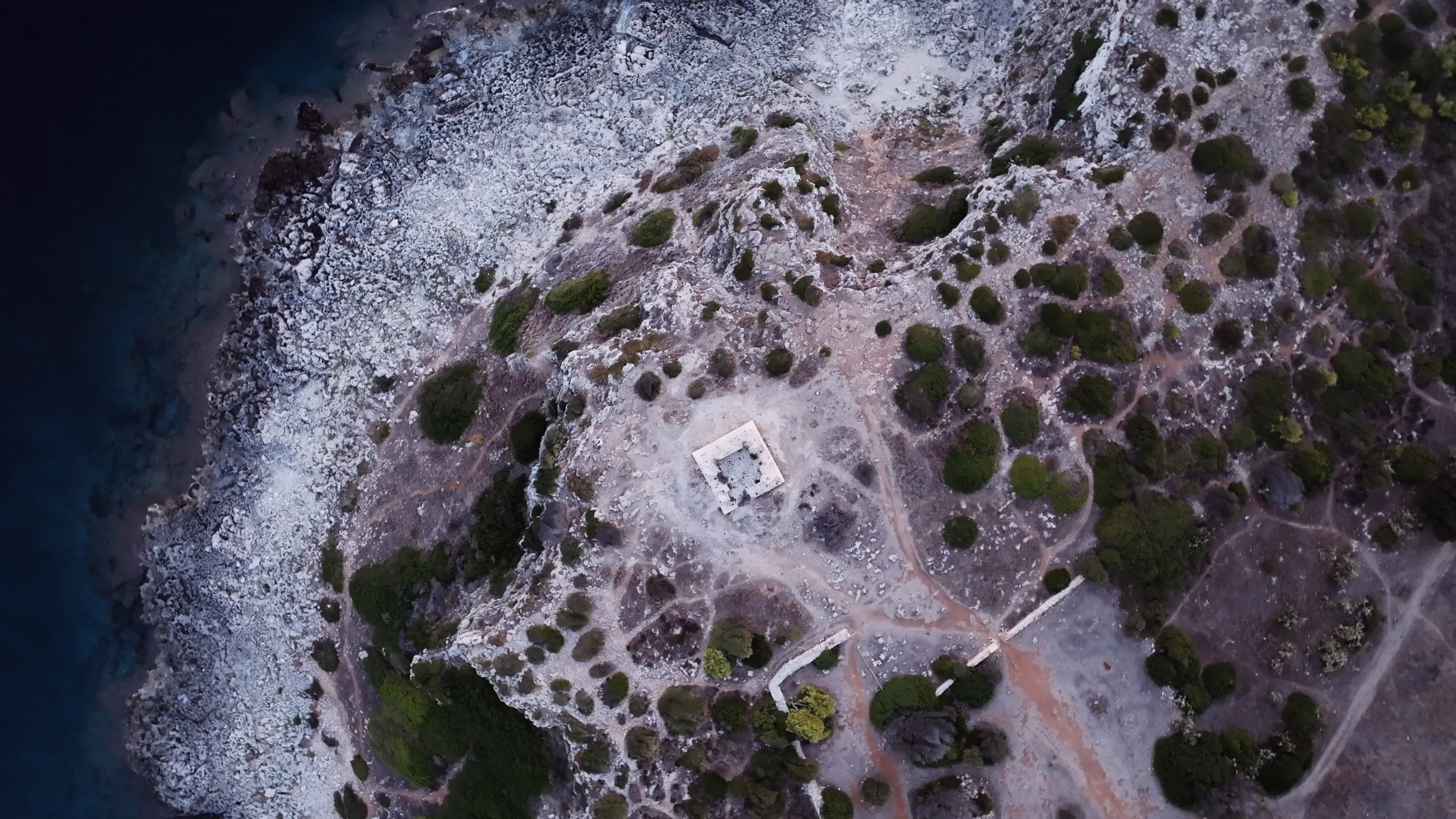 Drone view of historic Torre Uluzzo, Salento