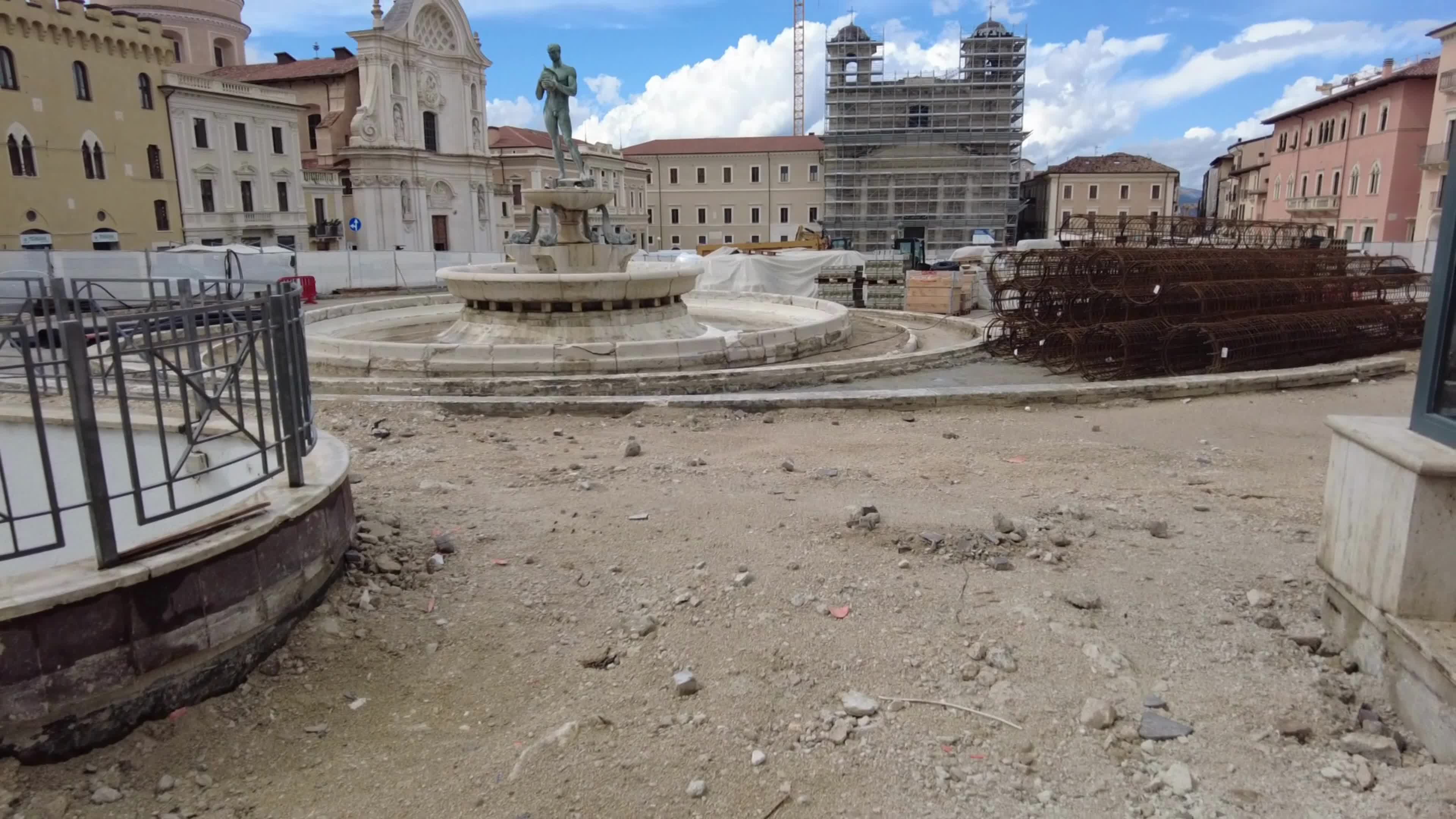 L'Aquila Piazza Duomo Restyling Works Continue