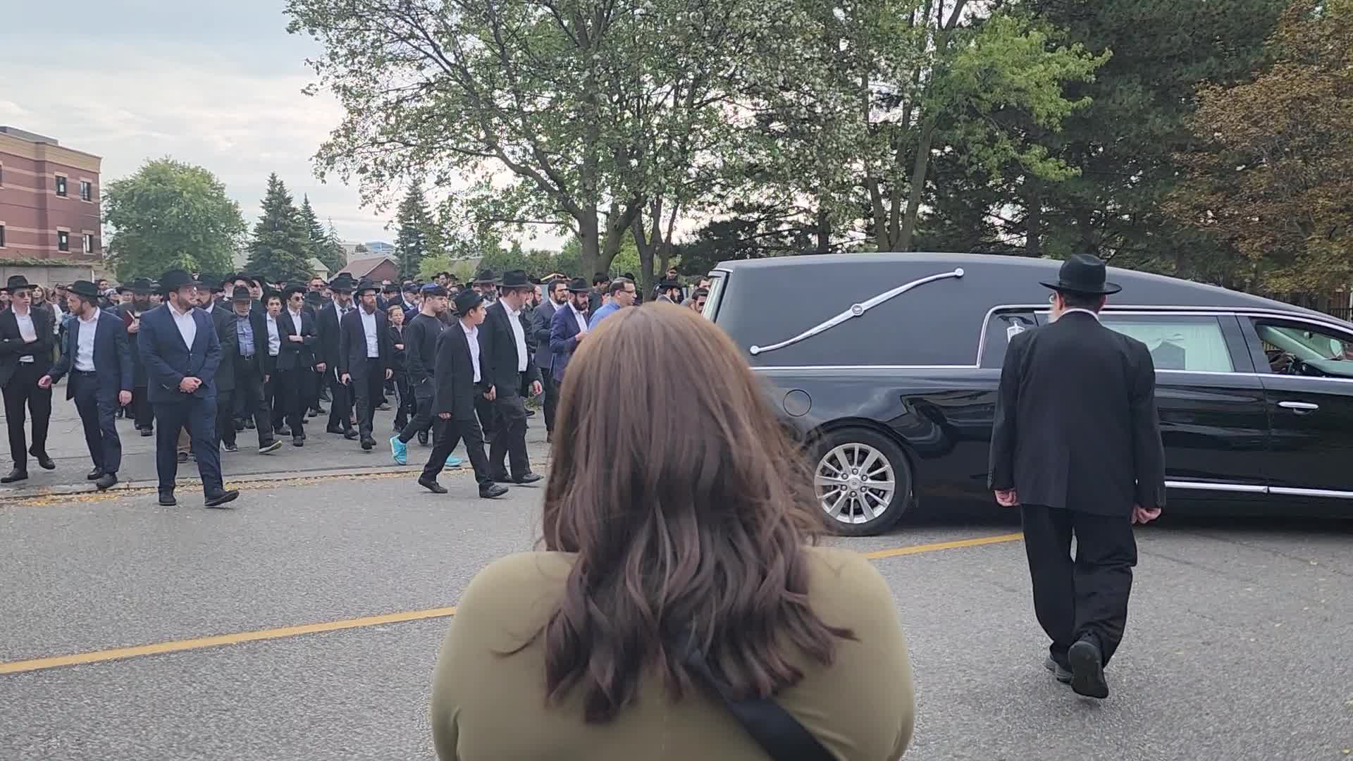 Funeral procession for a prominent Lubavitcher rabbi