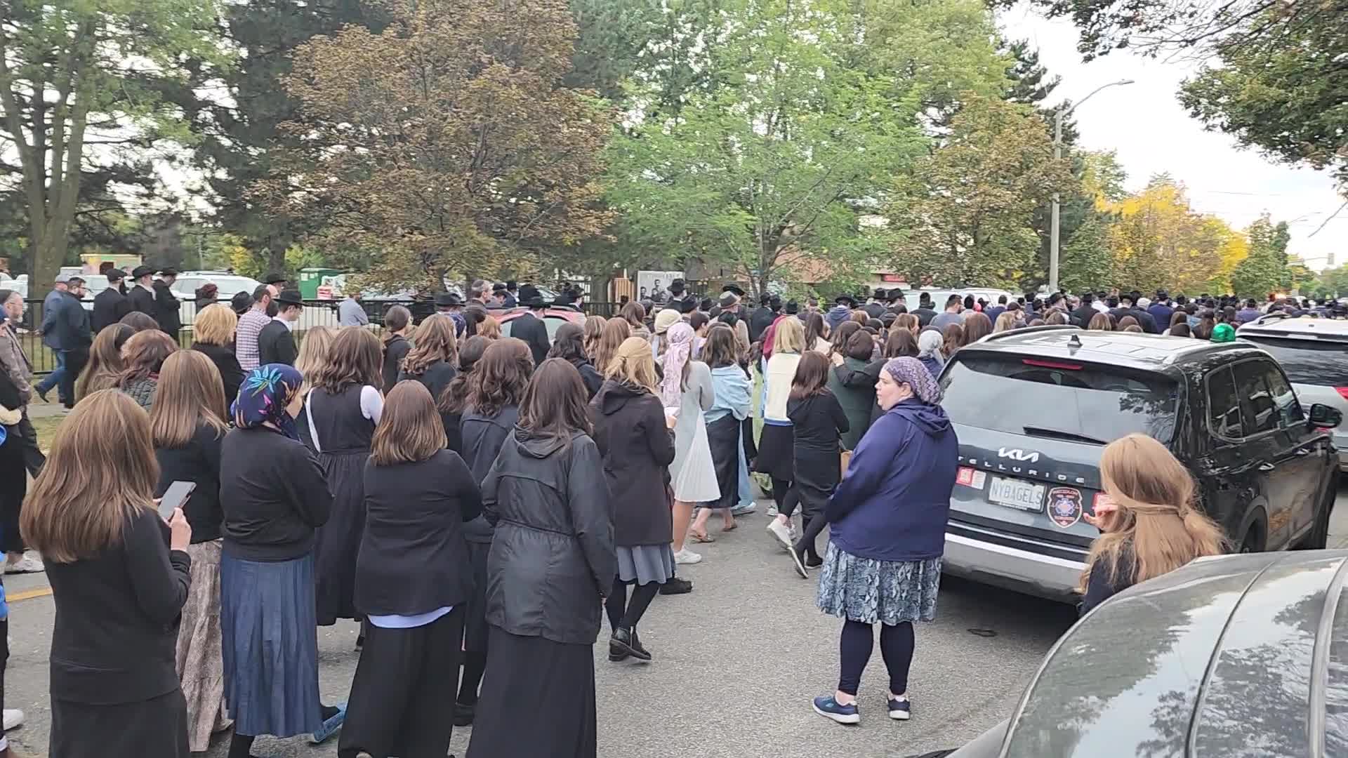 Funeral procession for a prominent Lubavitcher rabbi