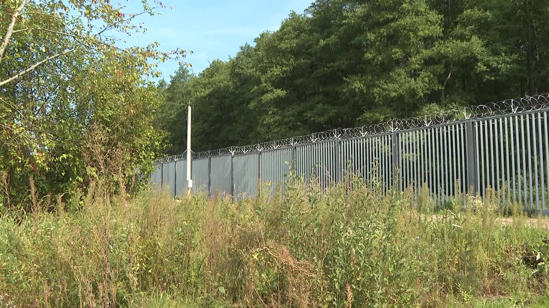 The steel fence at the Polish-Belarusian border in Usnarz Gorny