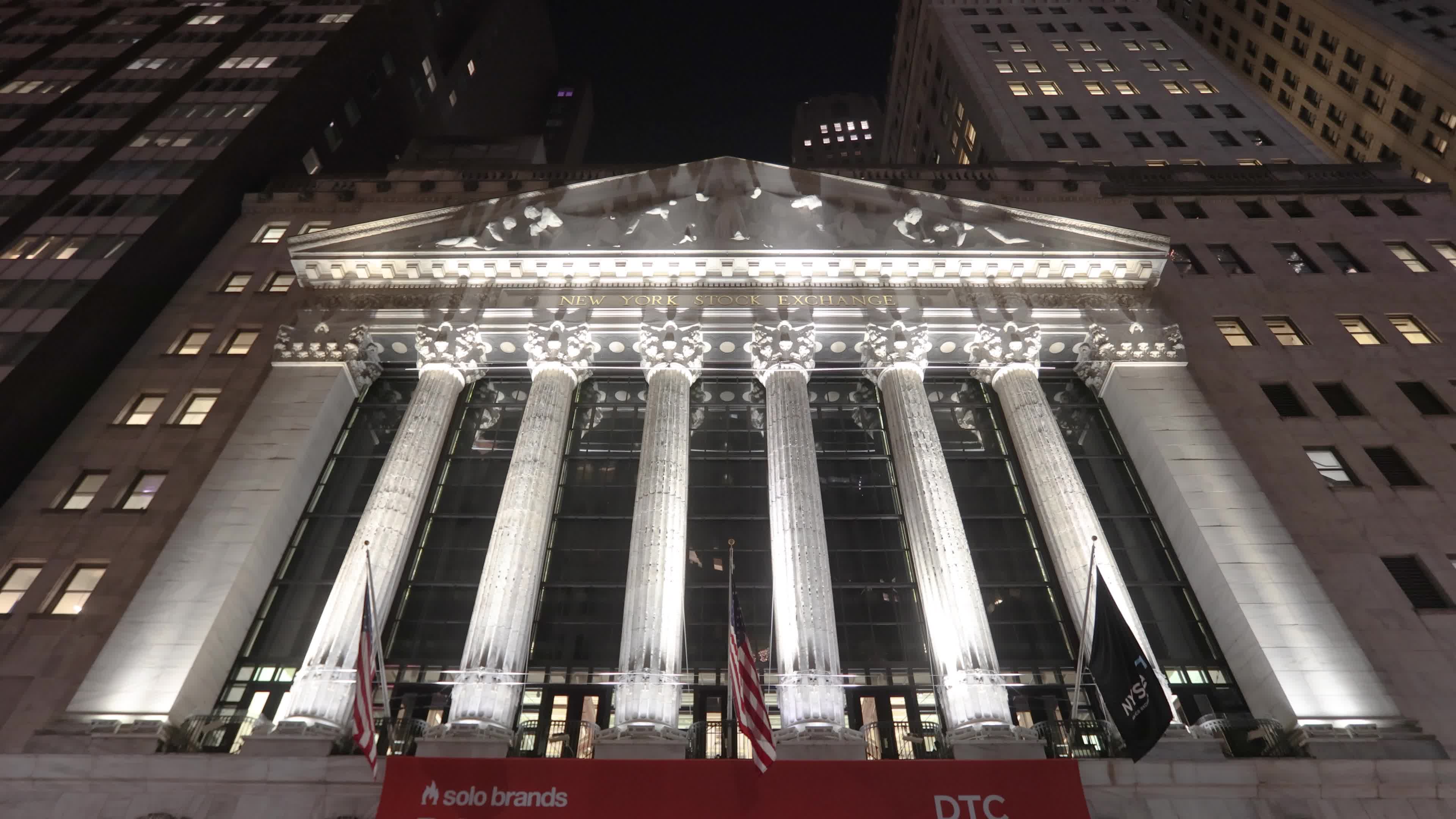 Night View Of New York Stock Exchange NYSE Building
