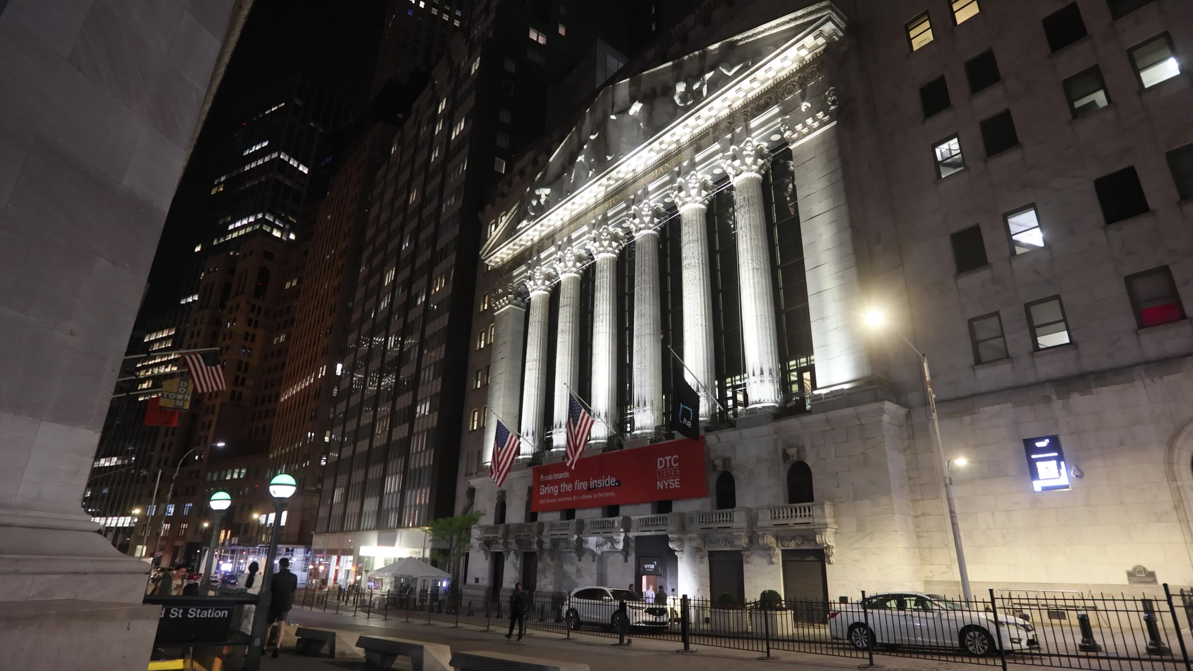 Night View Of New York Stock Exchange NYSE Building