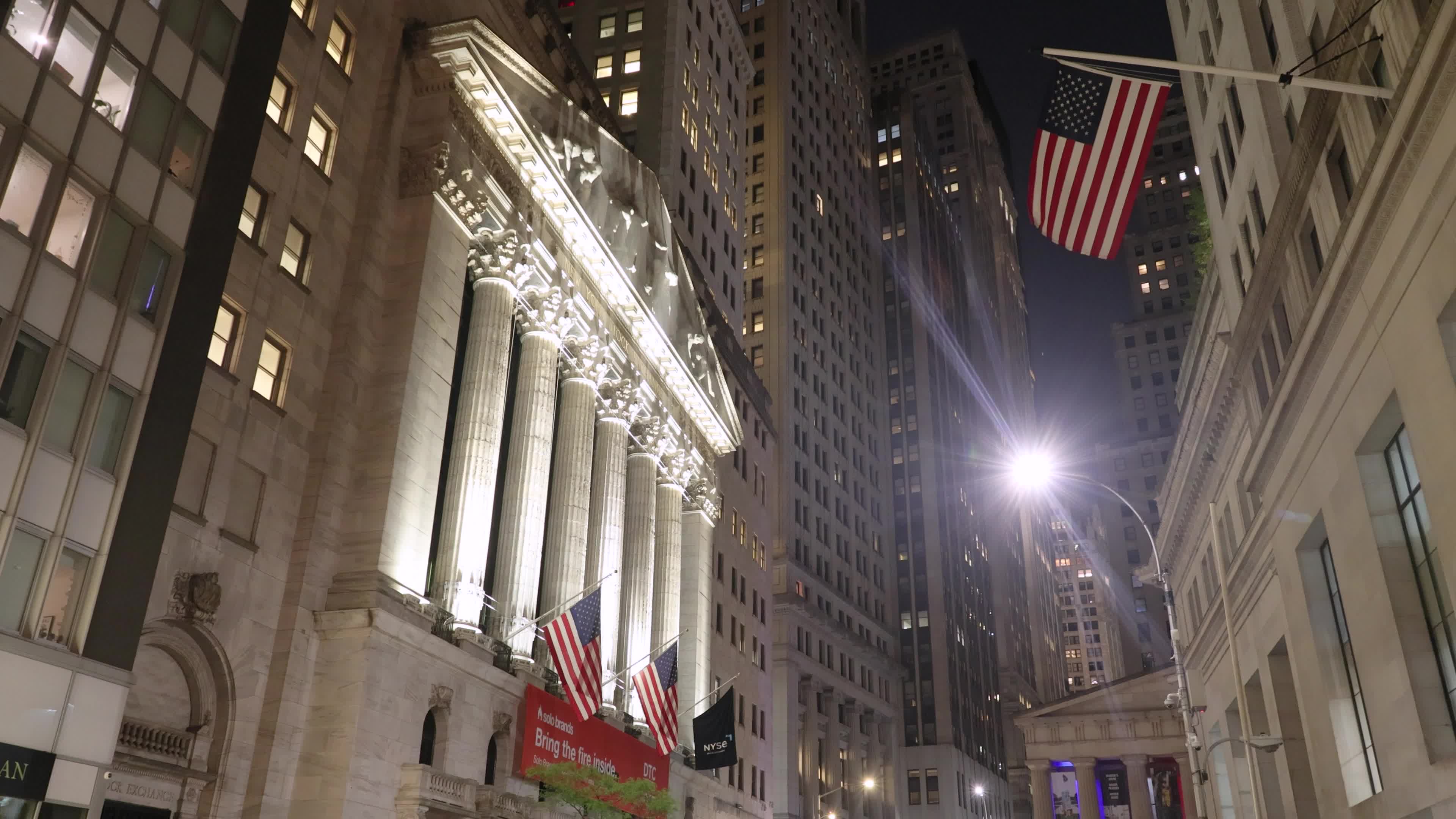 Night View Of New York Stock Exchange NYSE Building