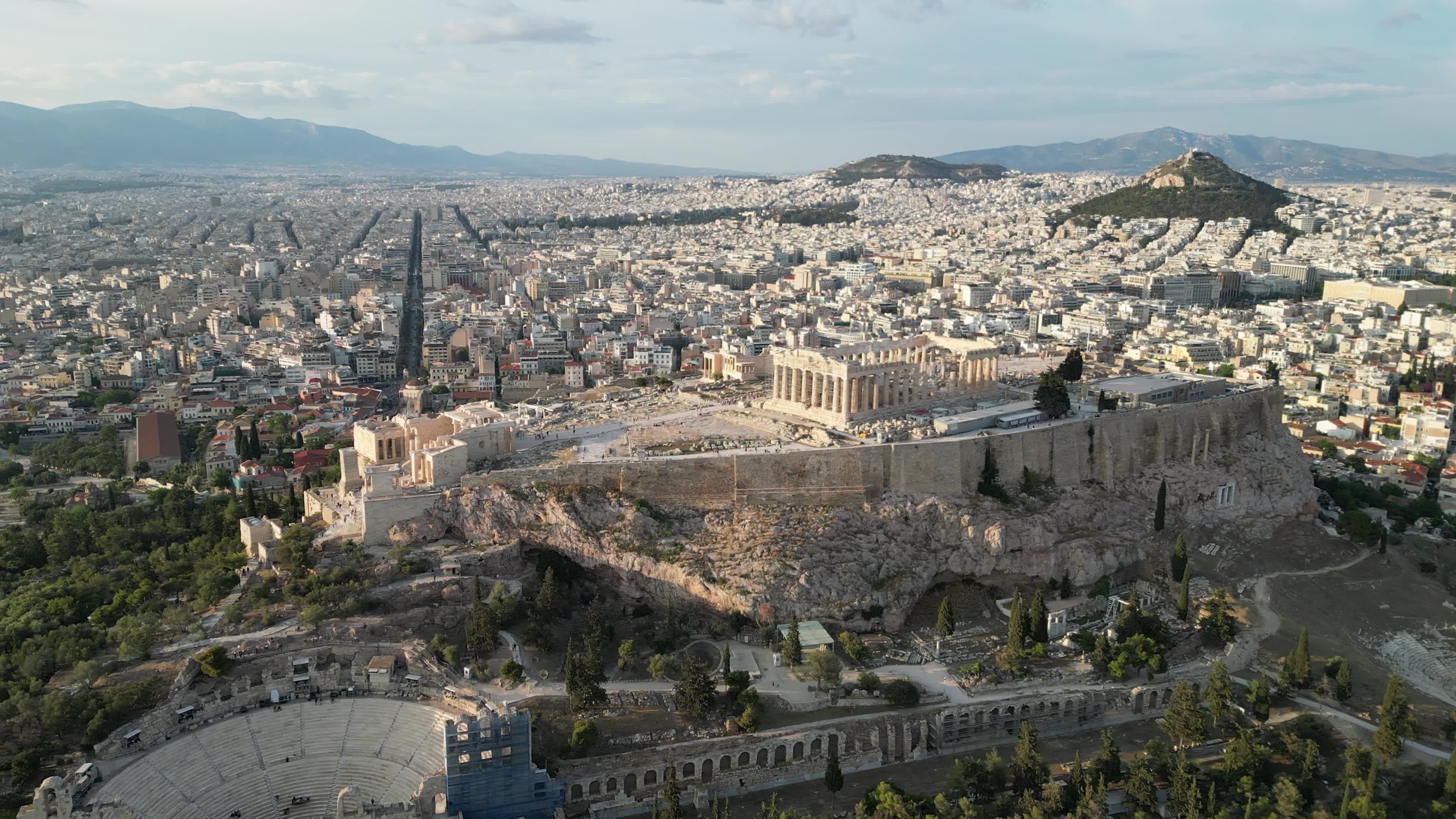 Aerial View Of Acropolis Of Athens With The Parthenon Temple
