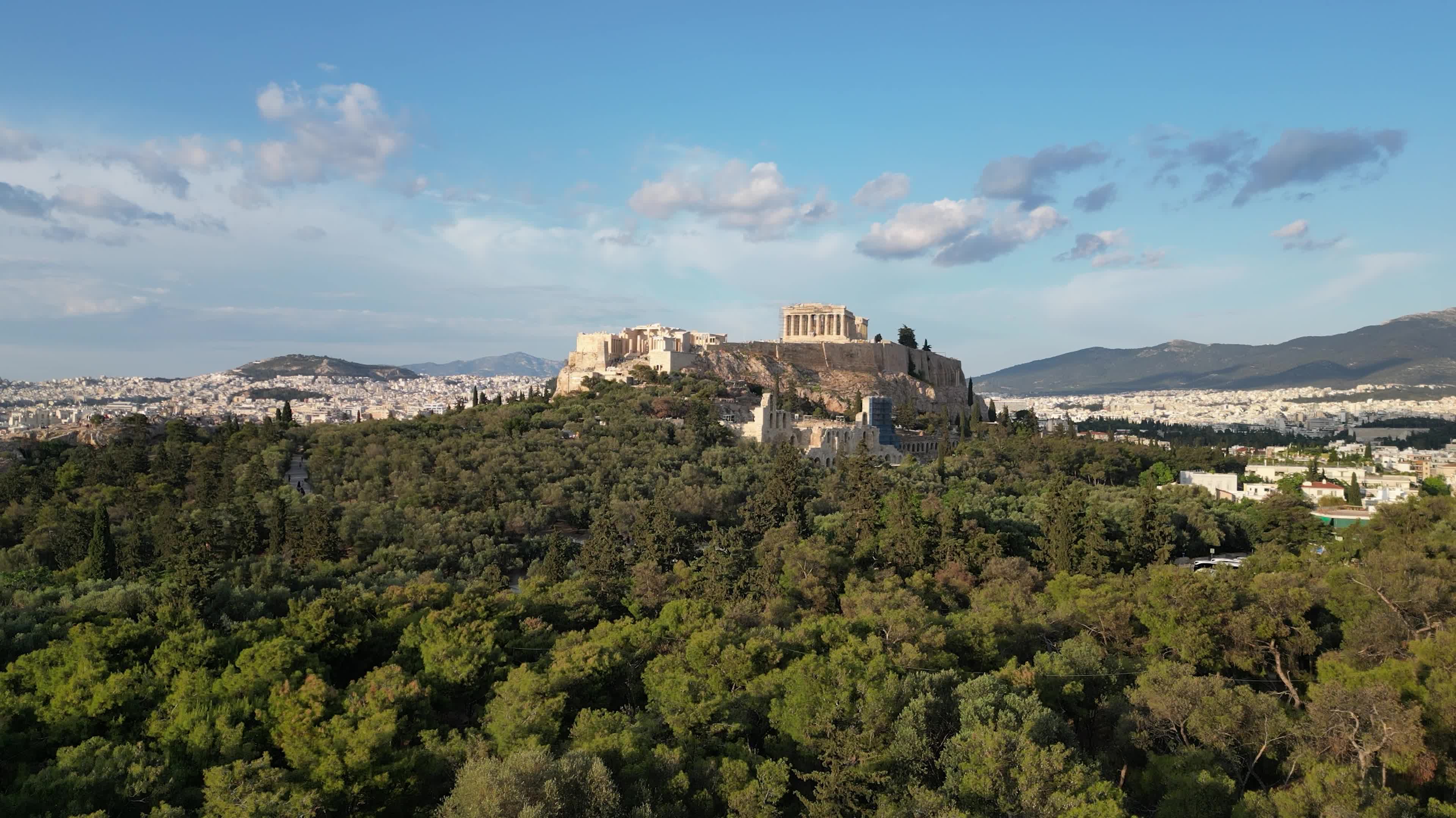 Aerial View Of Acropolis Of Athens With The Parthenon Temple