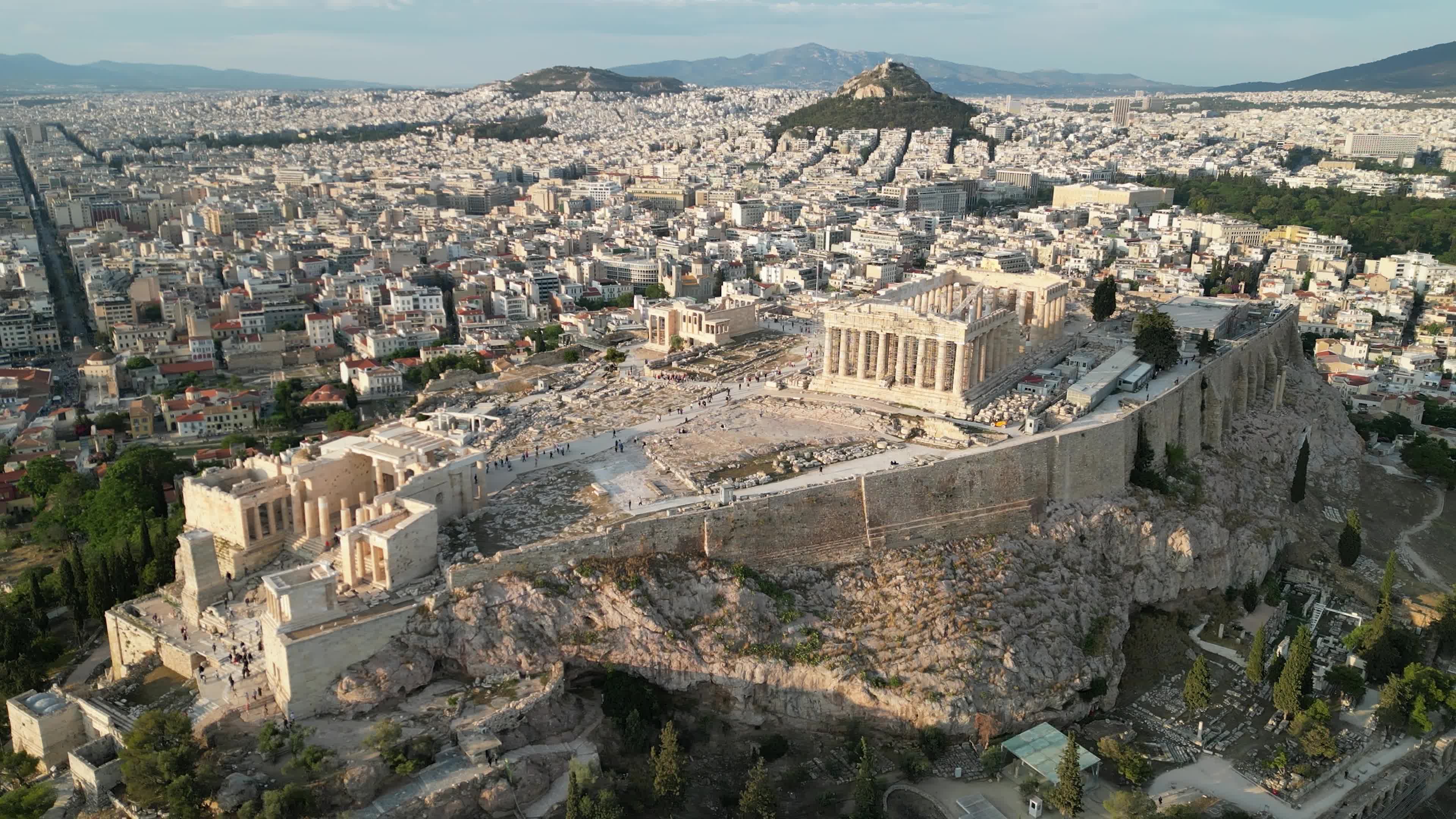 Aerial View Of Acropolis Of Athens With The Parthenon Temple