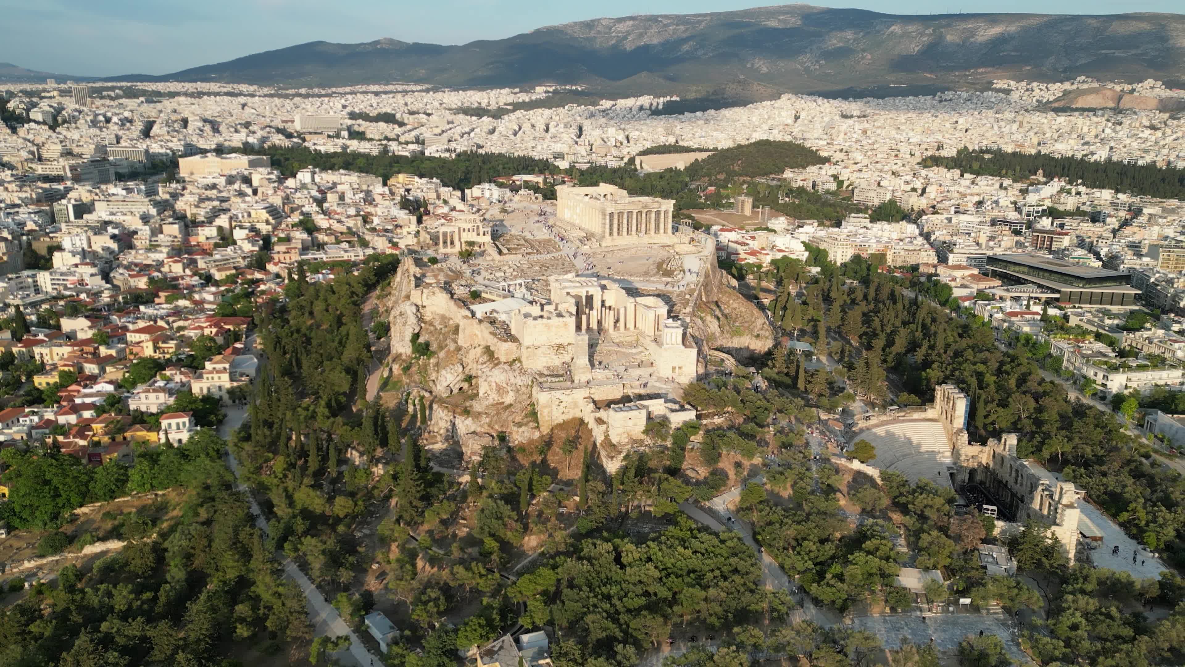Aerial View Of Acropolis Of Athens With The Parthenon Temple