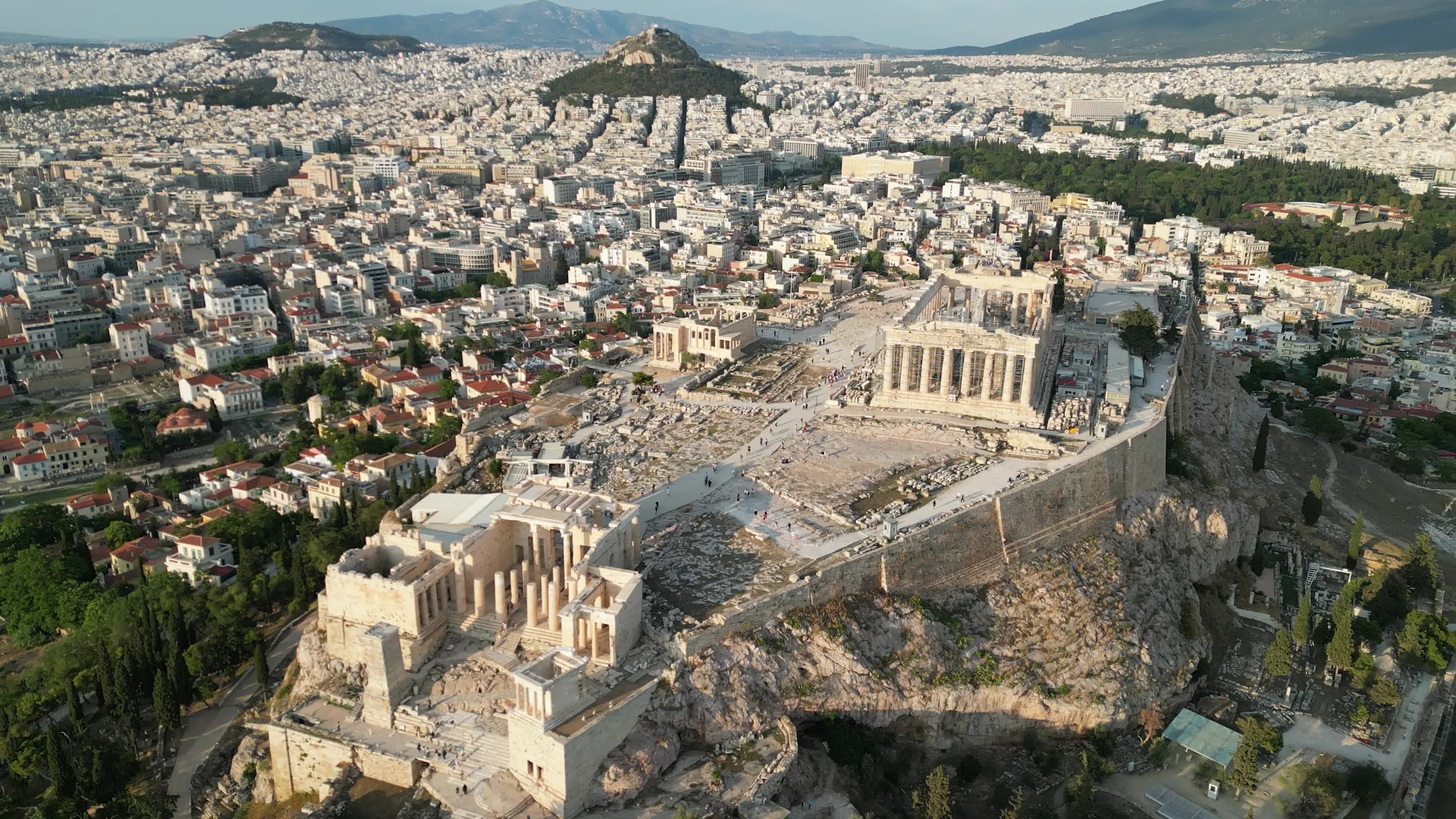 Aerial View Of Acropolis Of Athens With The Parthenon Temple