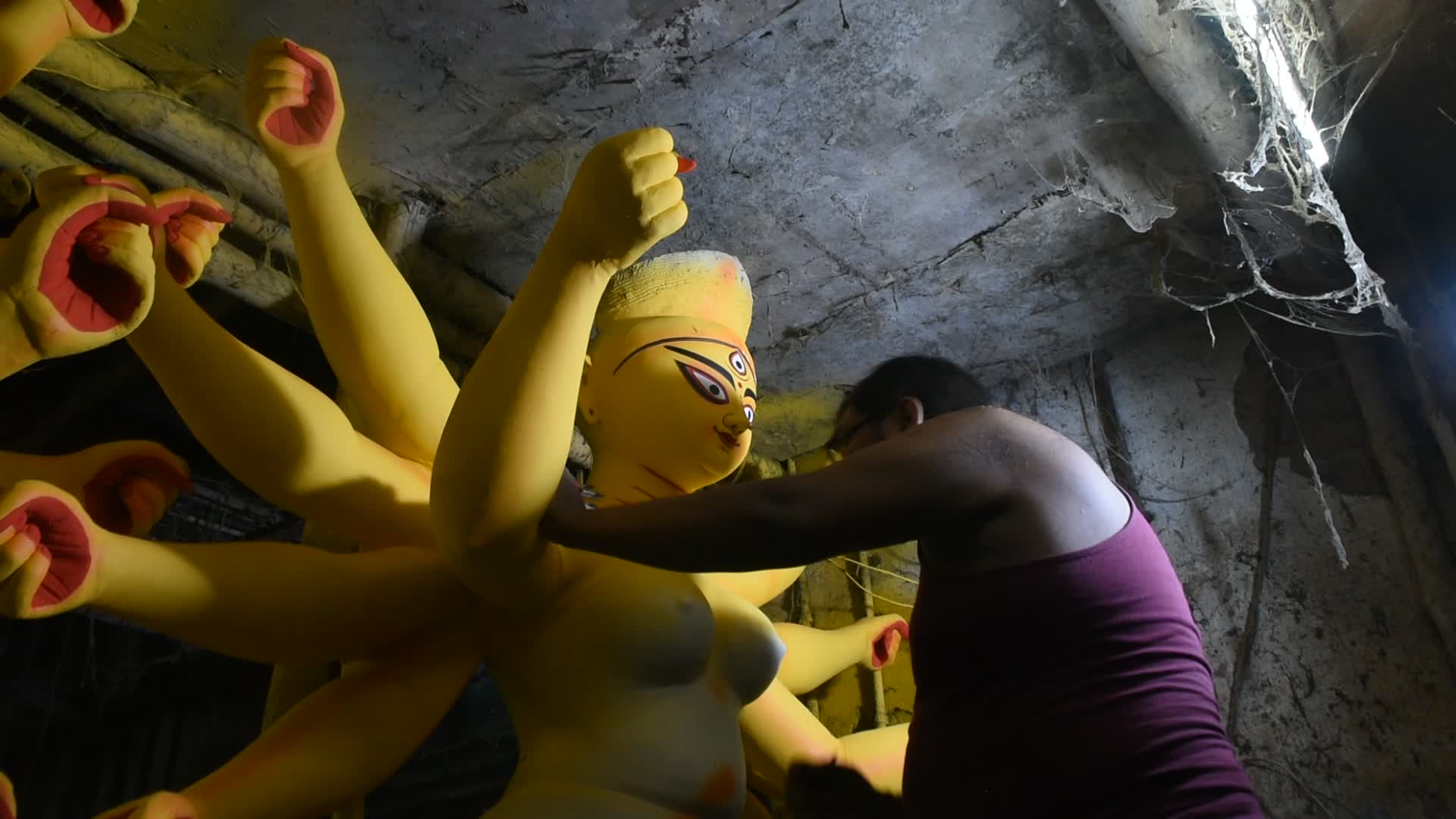 Durga puja preparation in Kolkata.