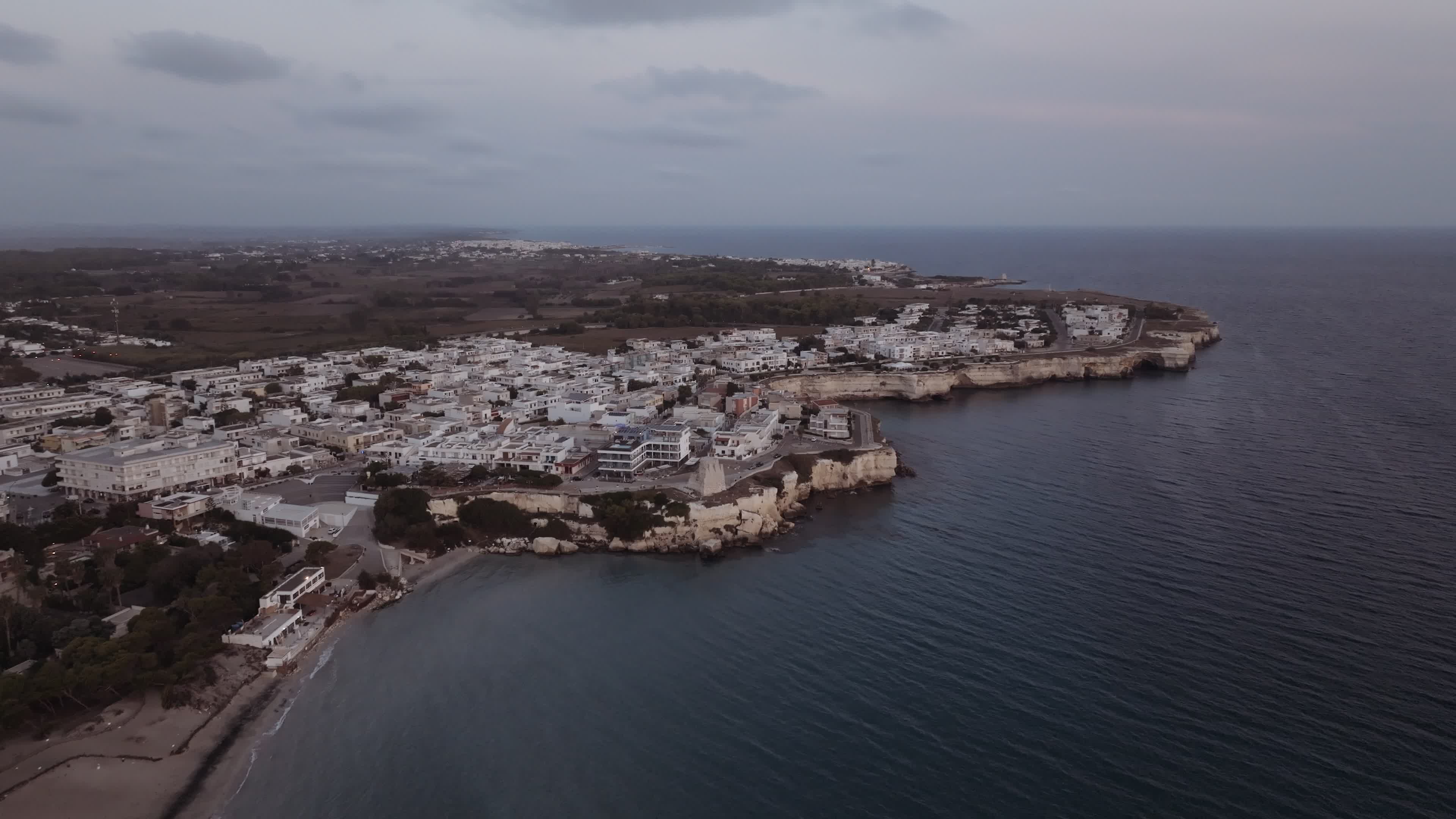 Drone View Of Sunrise In Torre Dell'Orso, Salento