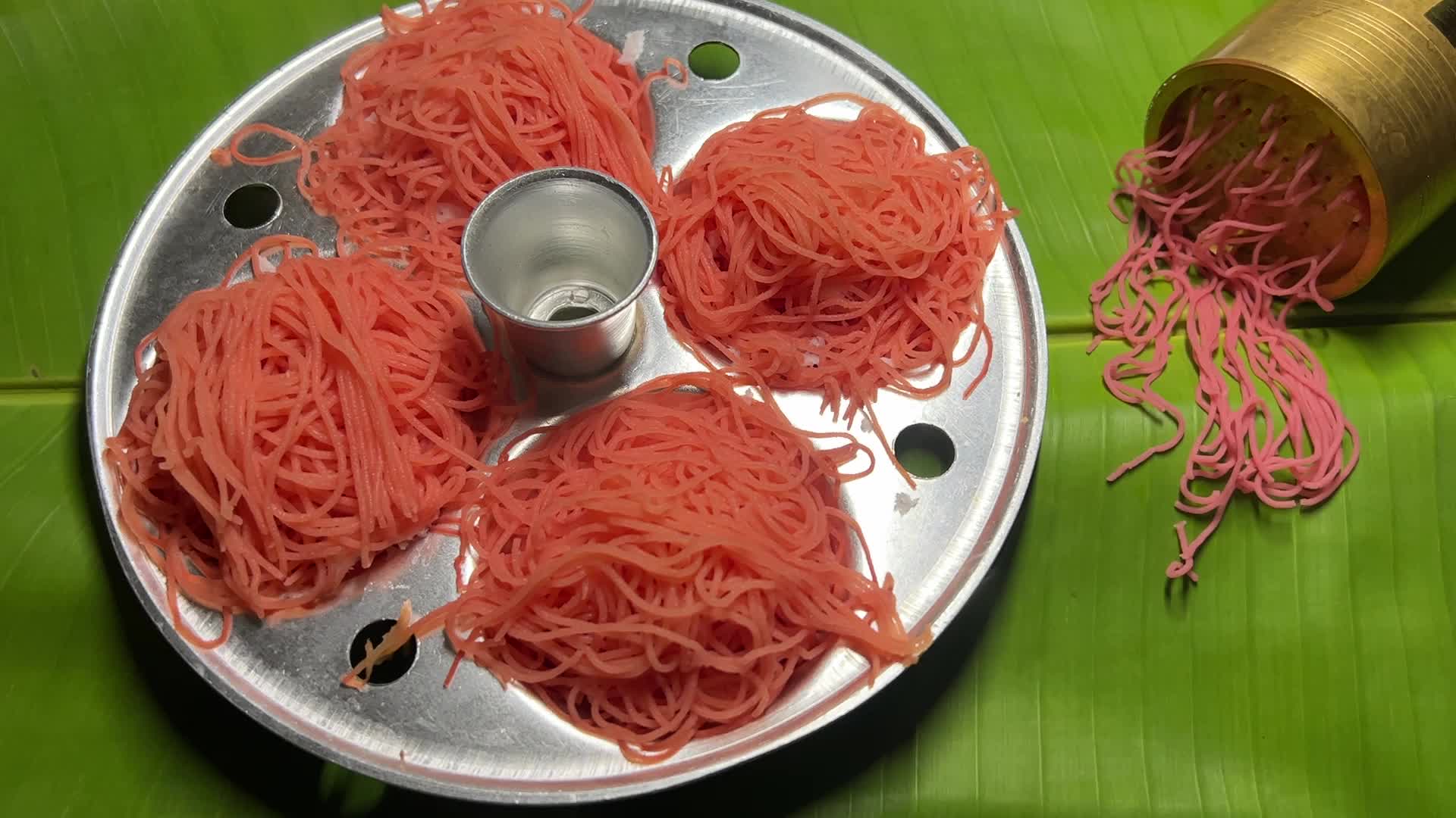 Beetroot Idiyappam and chickpea curry