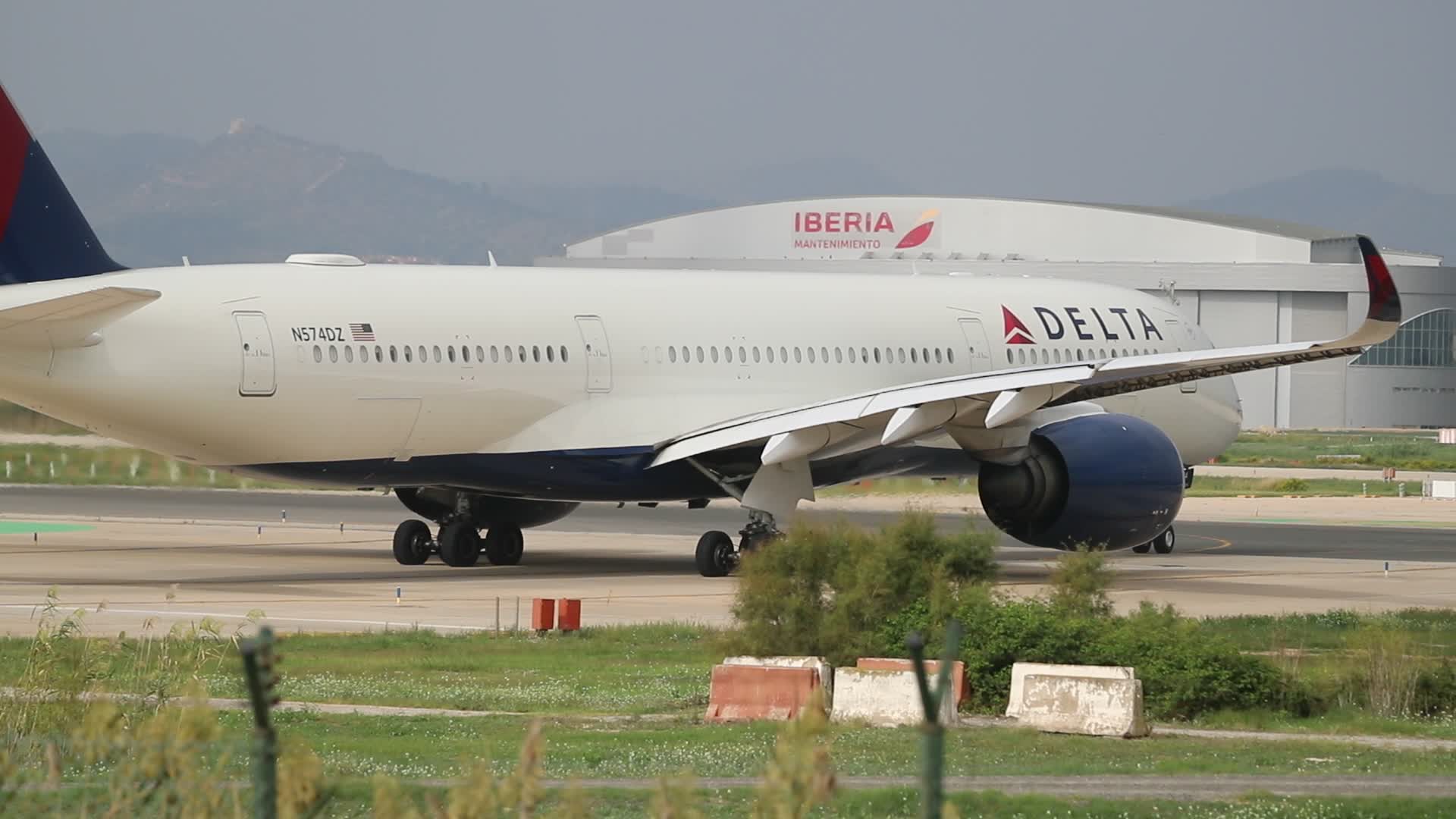 Delta Air Lines Airbus 350 taking off from Barcelona airport