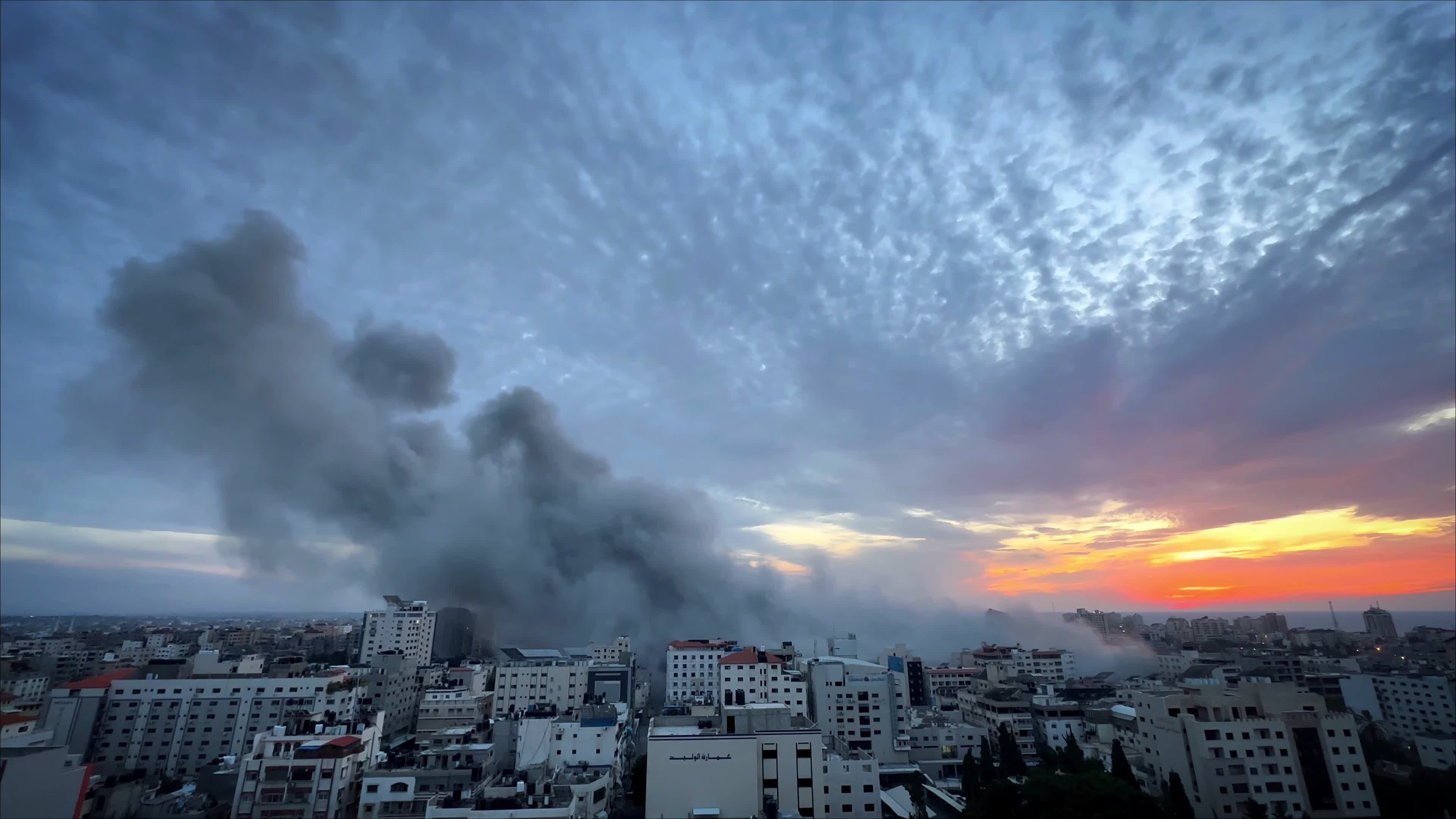 Israeli Airstrike Hit Watan Tower In Gaza Strip