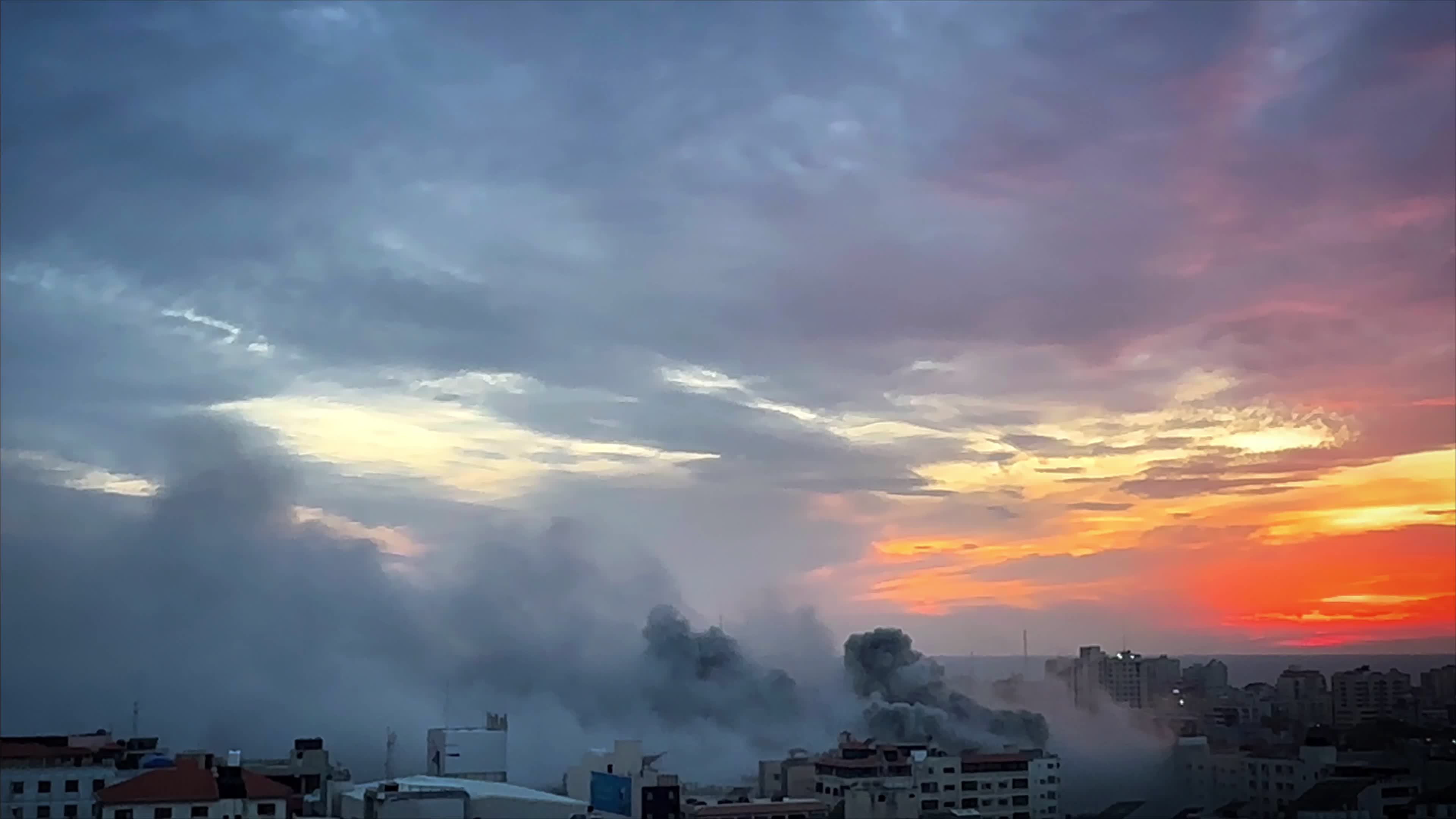Israeli Airstrike Hit Watan Tower In Gaza Strip