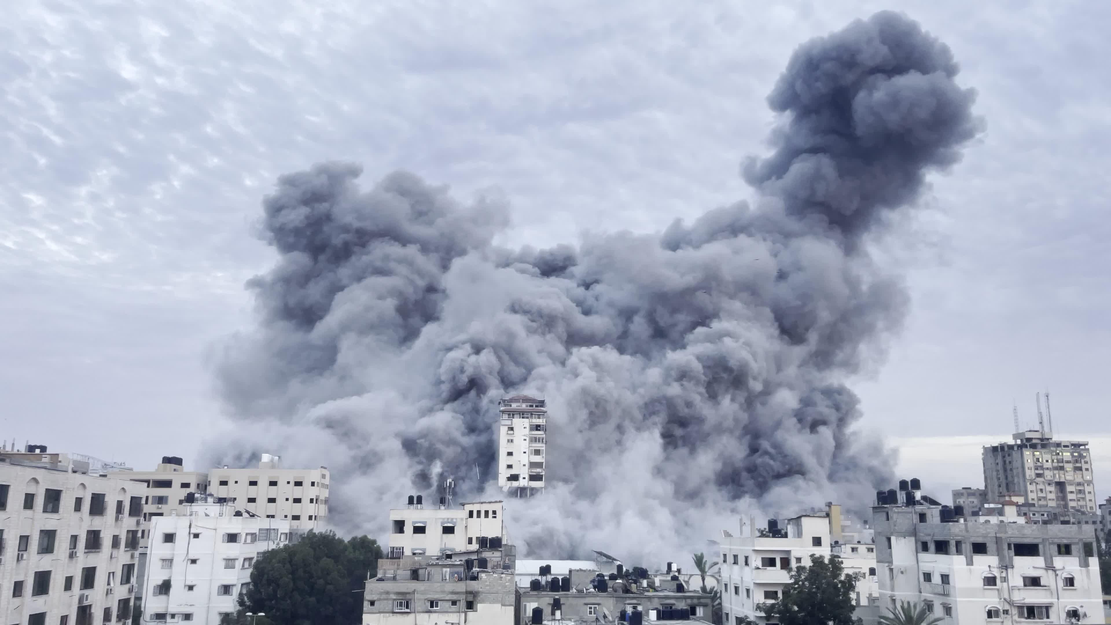 Israeli Airstrike Hit Watan Tower In Gaza Strip