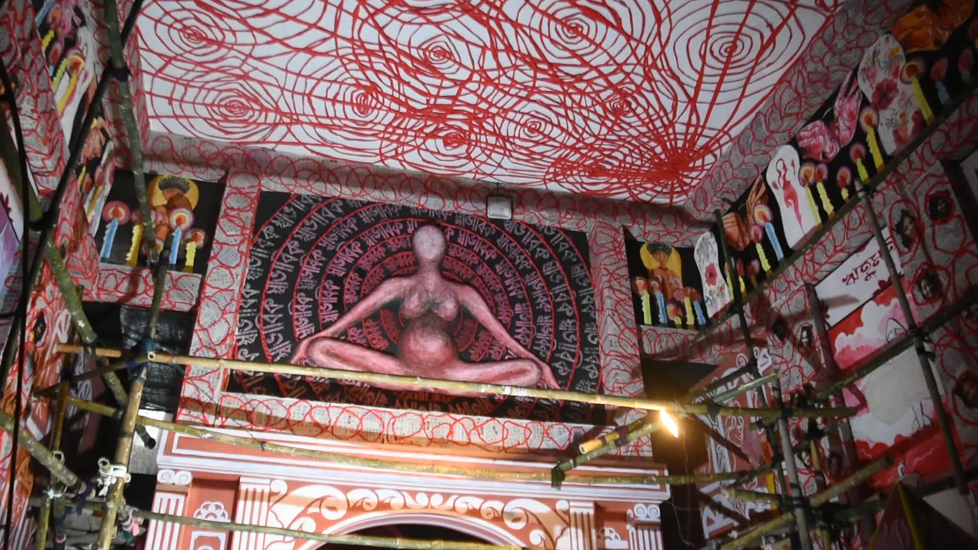 Durga puja preparation in Kolkata.