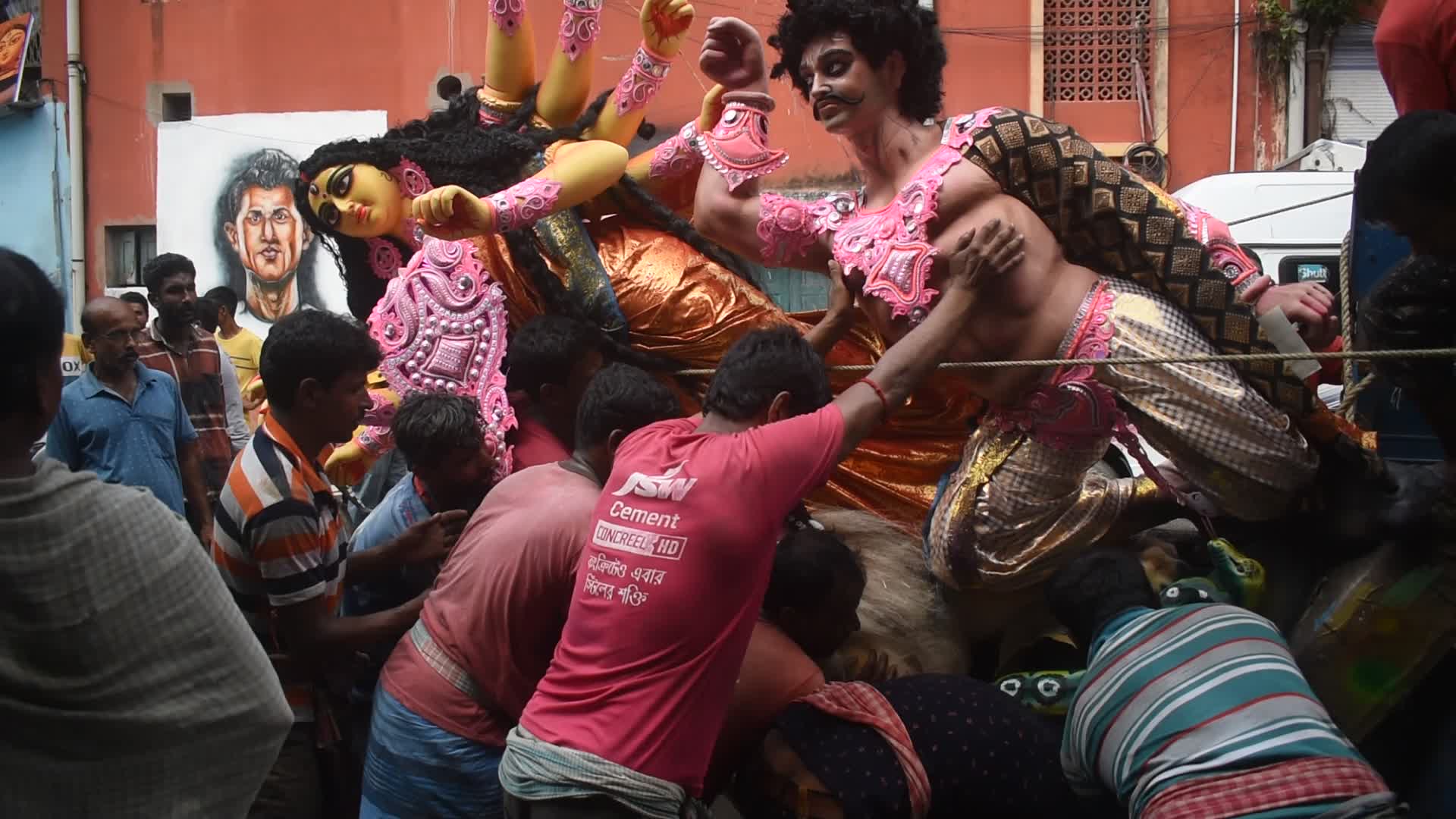 Durga Puja festival preparation in Kolkata, India